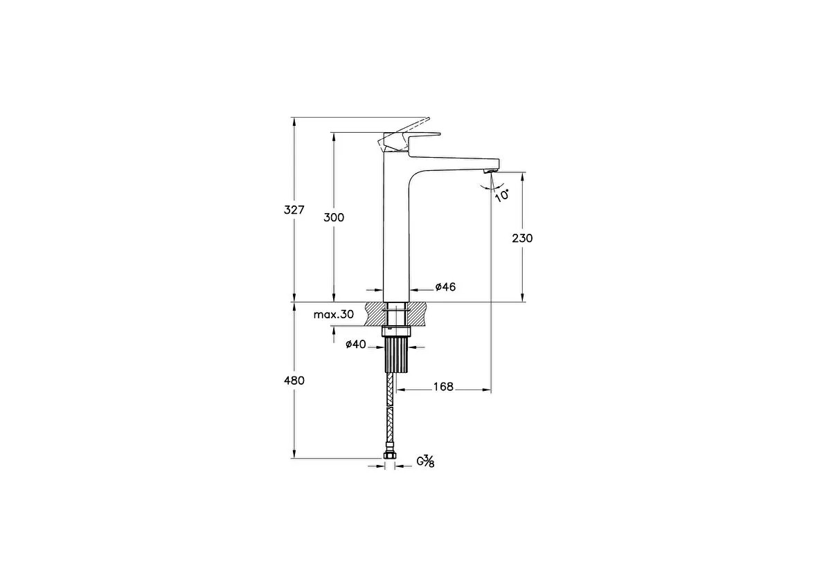 Artema Flow Square Tezgah Üstü Lavabo Bataryası, Mat Siyah A4293636