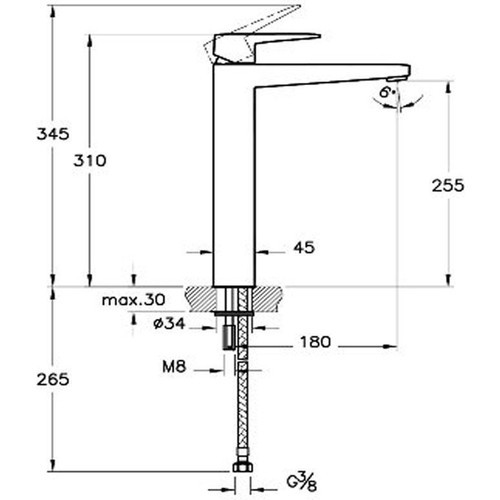 Artema Root Square A4273334 Çanak Lavabo Bataryası, Fırçalı Nikel