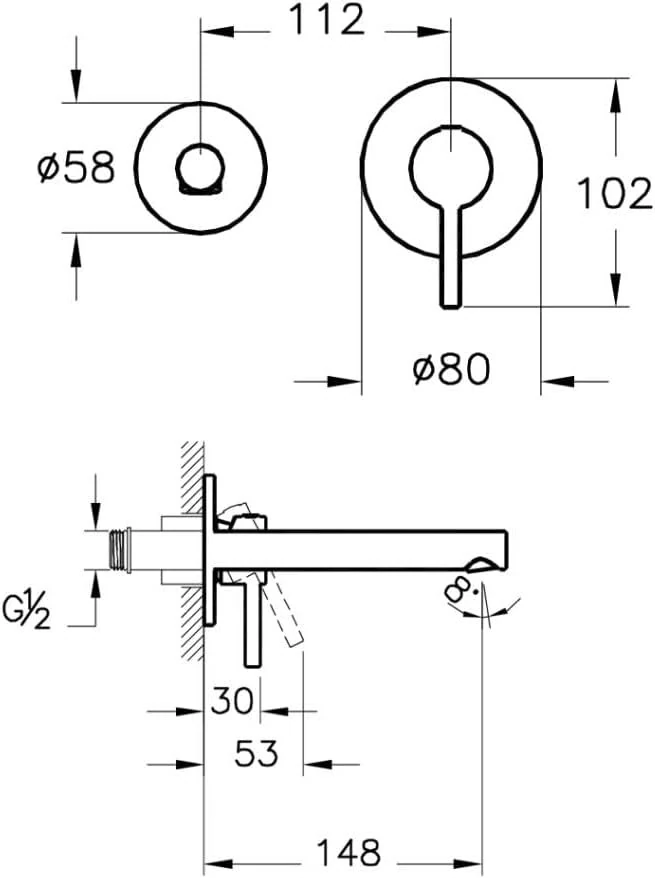 VitrA Origin A42581 Ankastre Lavabo Bataryası, İki Rozetli, Sıva Üstü, Krom