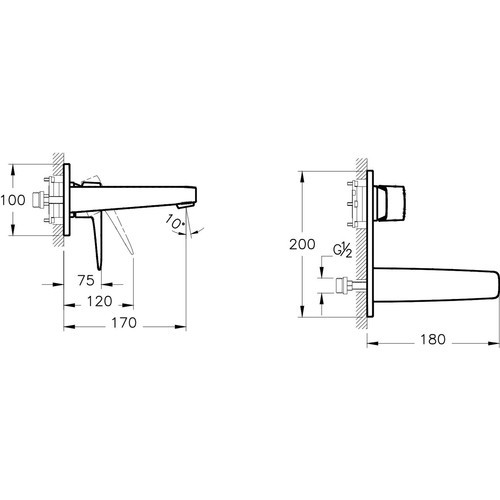 Artema Root Square A4273823 Ankastre Lavabo Bataryası, Sıva Üstü, Altın