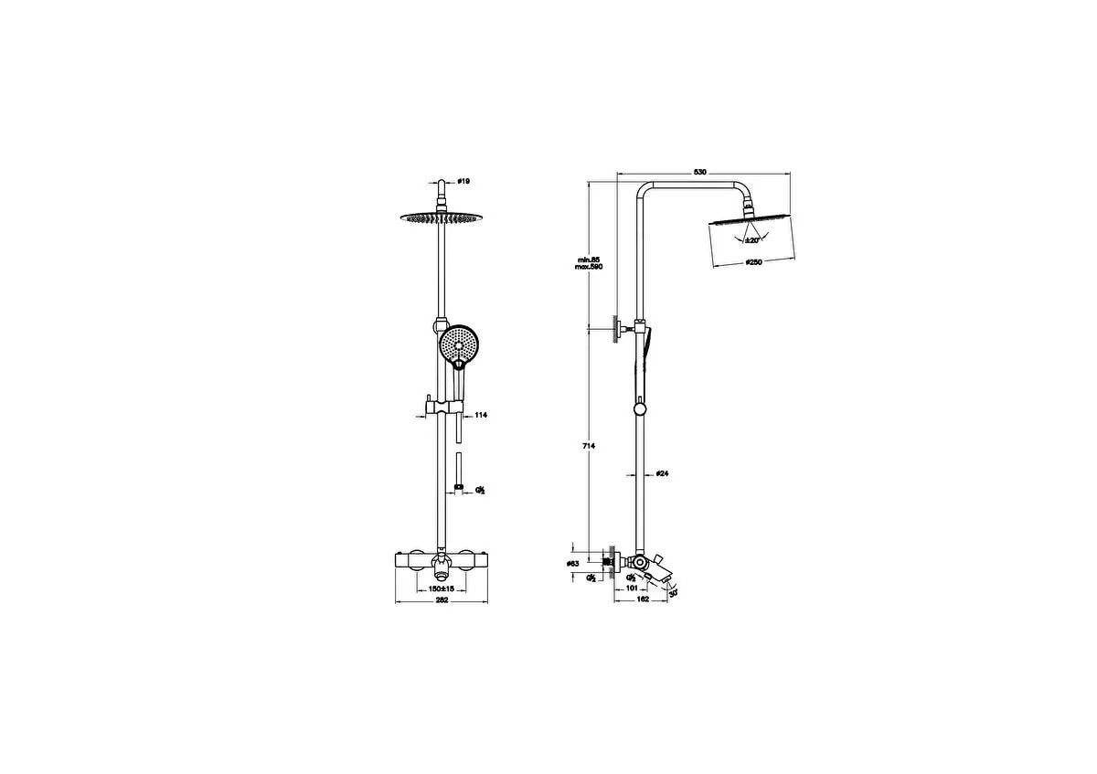 Artema Duş Sistemleri A47209, Aquaheat Bliss 250b Banyo Sistemi, Krom