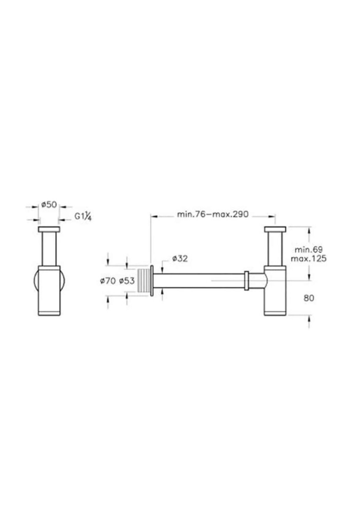 A4512334 Vitra Origin Lavabo Sifonu Alt Grubu T Tipi , Fırçalı Nikel