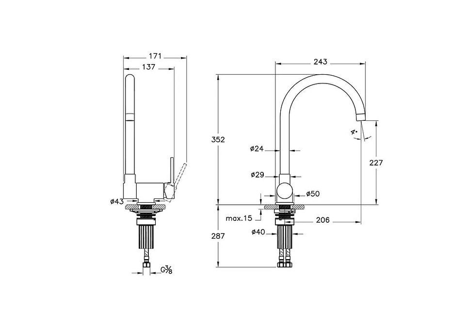Artema Masterline Pencere önü eviye bataryası A43518