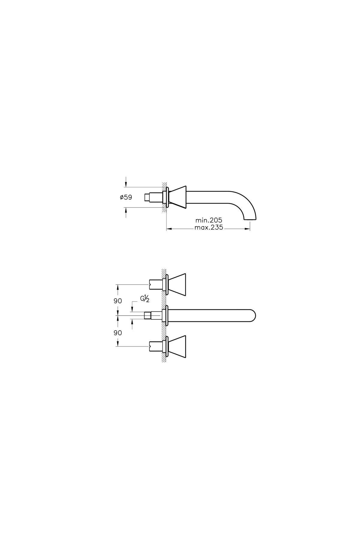 Vitra Liquid A42689 Ankastre Uzun Lavabo Bataryası Krom