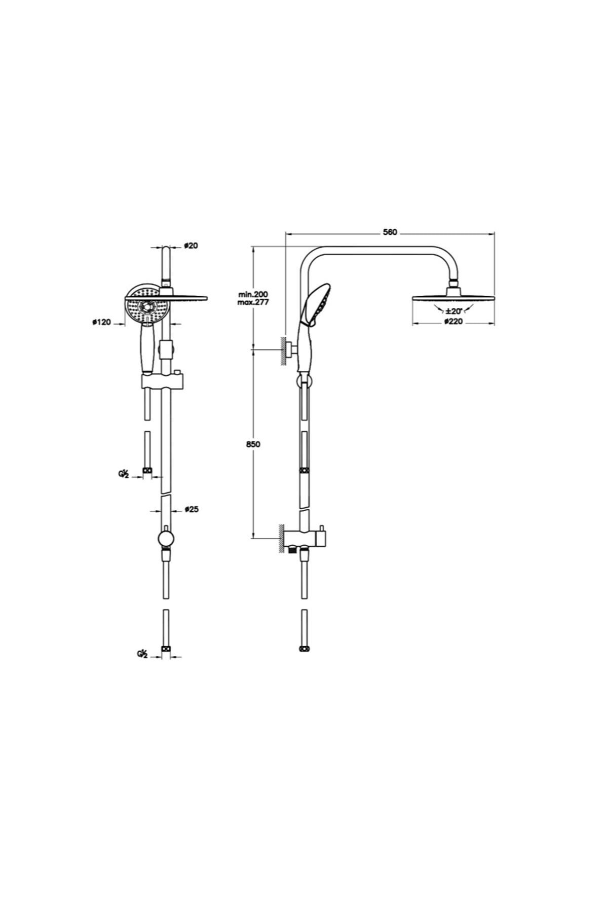 A 45597 System Rain Ls25 Duş Kolonu Krom