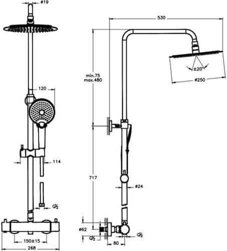 Artema Aquaheat A47201 Bliss 250 Termostatik Duş Kolonu