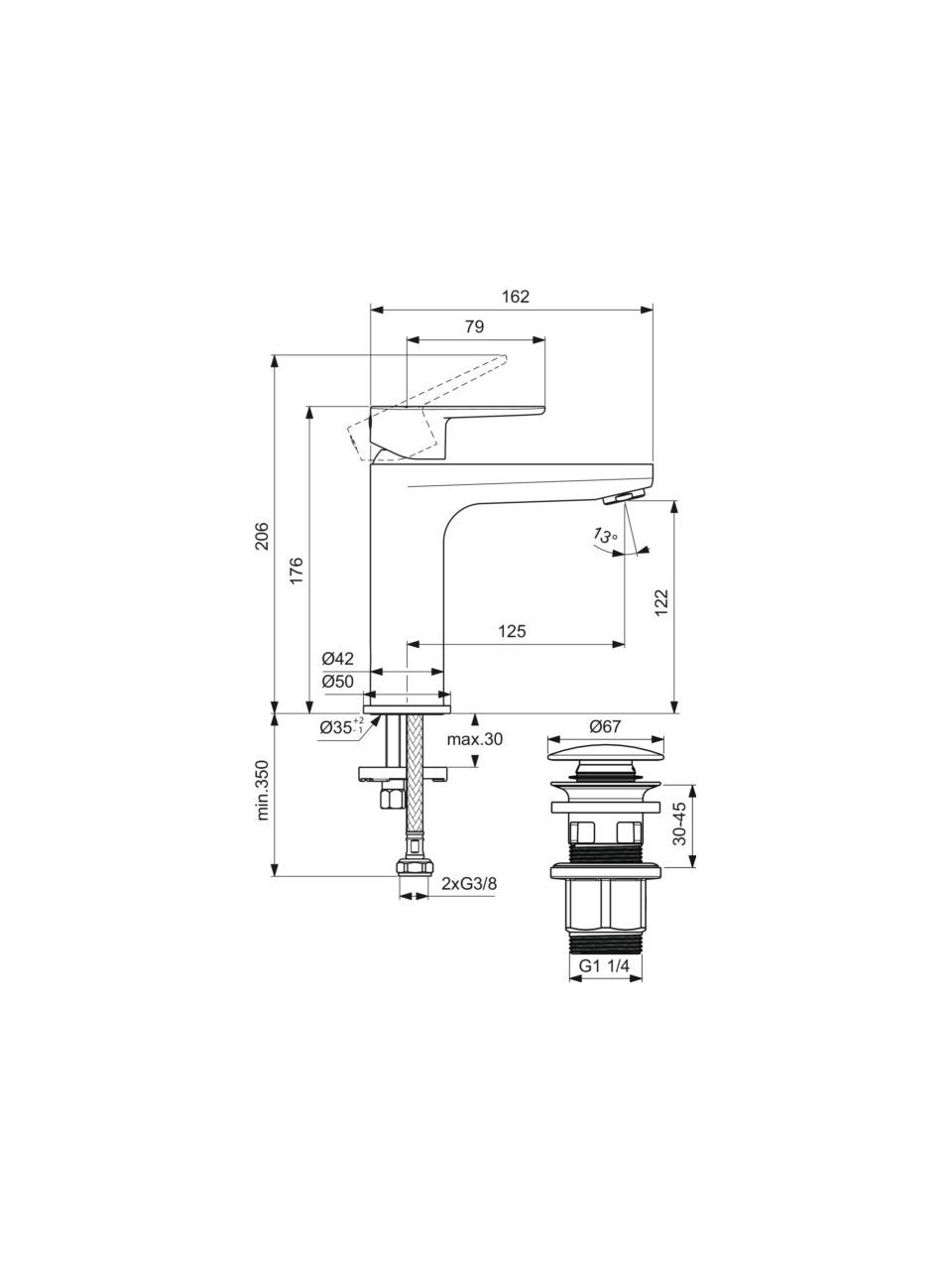 Ideal Standard Cerafine Lavabo Bataryası, Mat Pembe BD131RO