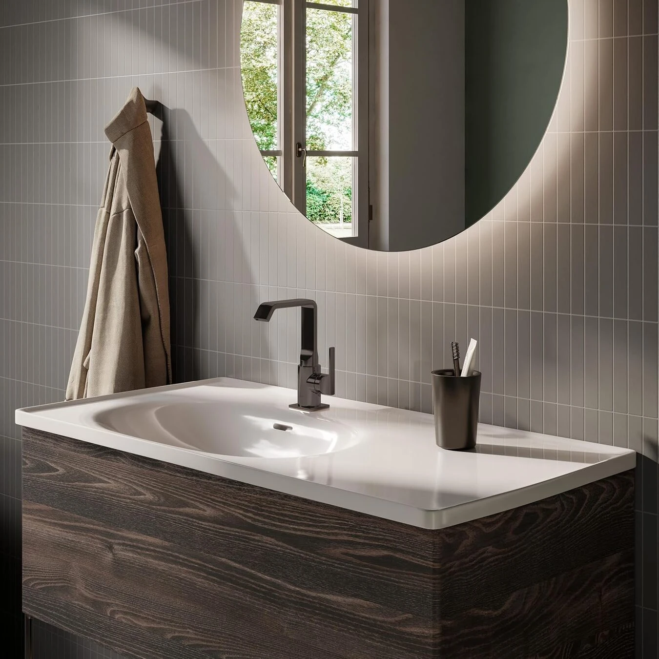 VitrA Suit A4261639 Lavabo Bataryası Yandan, Parlak Siyah