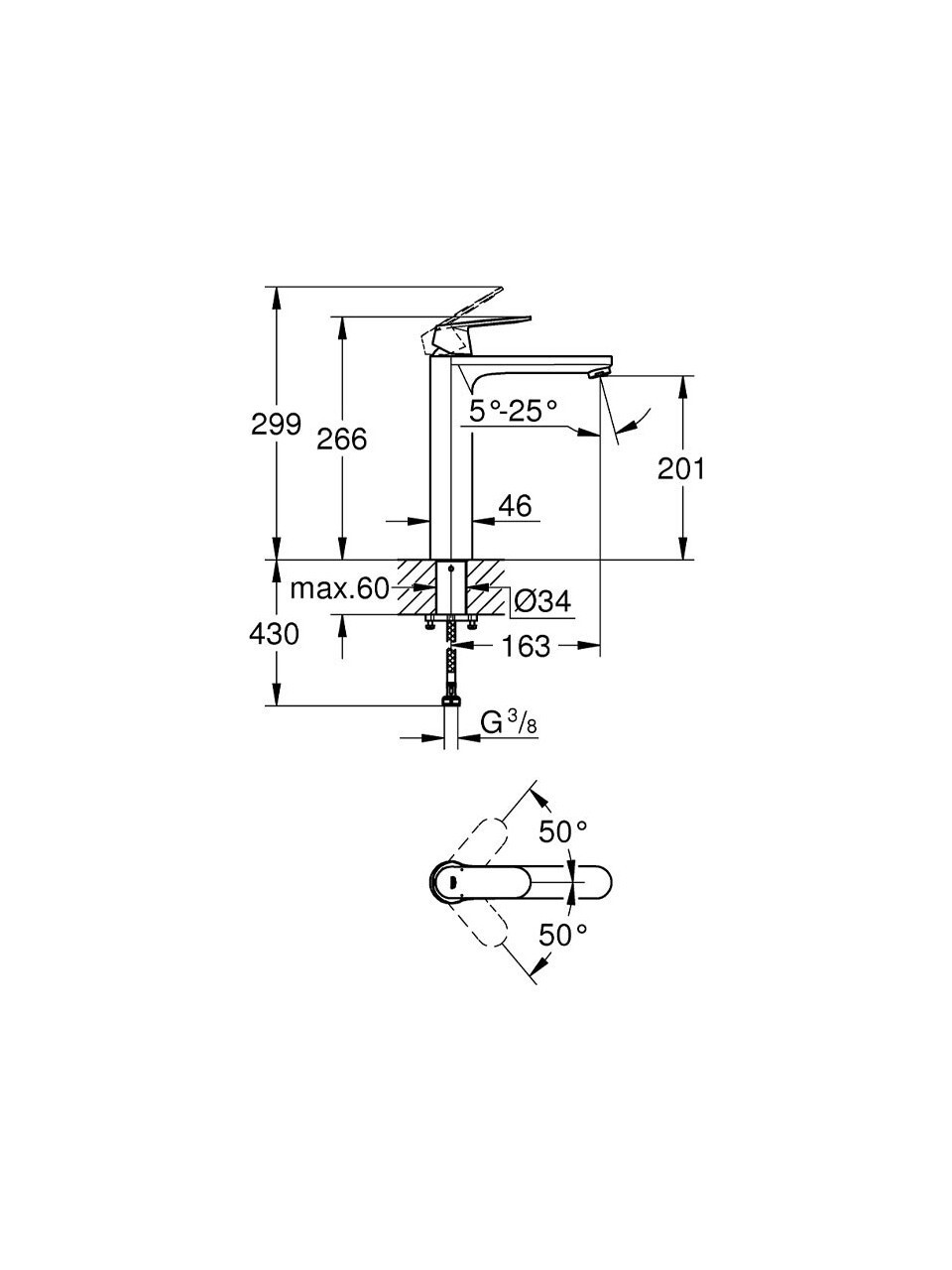 Grohe Eurocosmo Tek Kumandalı Lavabo Bataryası XL