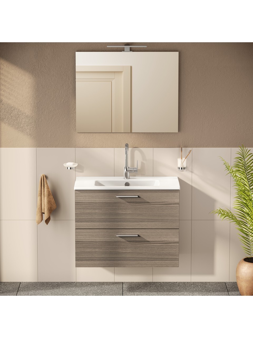 VitrA Mia 75101 Banyo Dolabı Seti, Çekmeceli, 80 cm, Cordoba