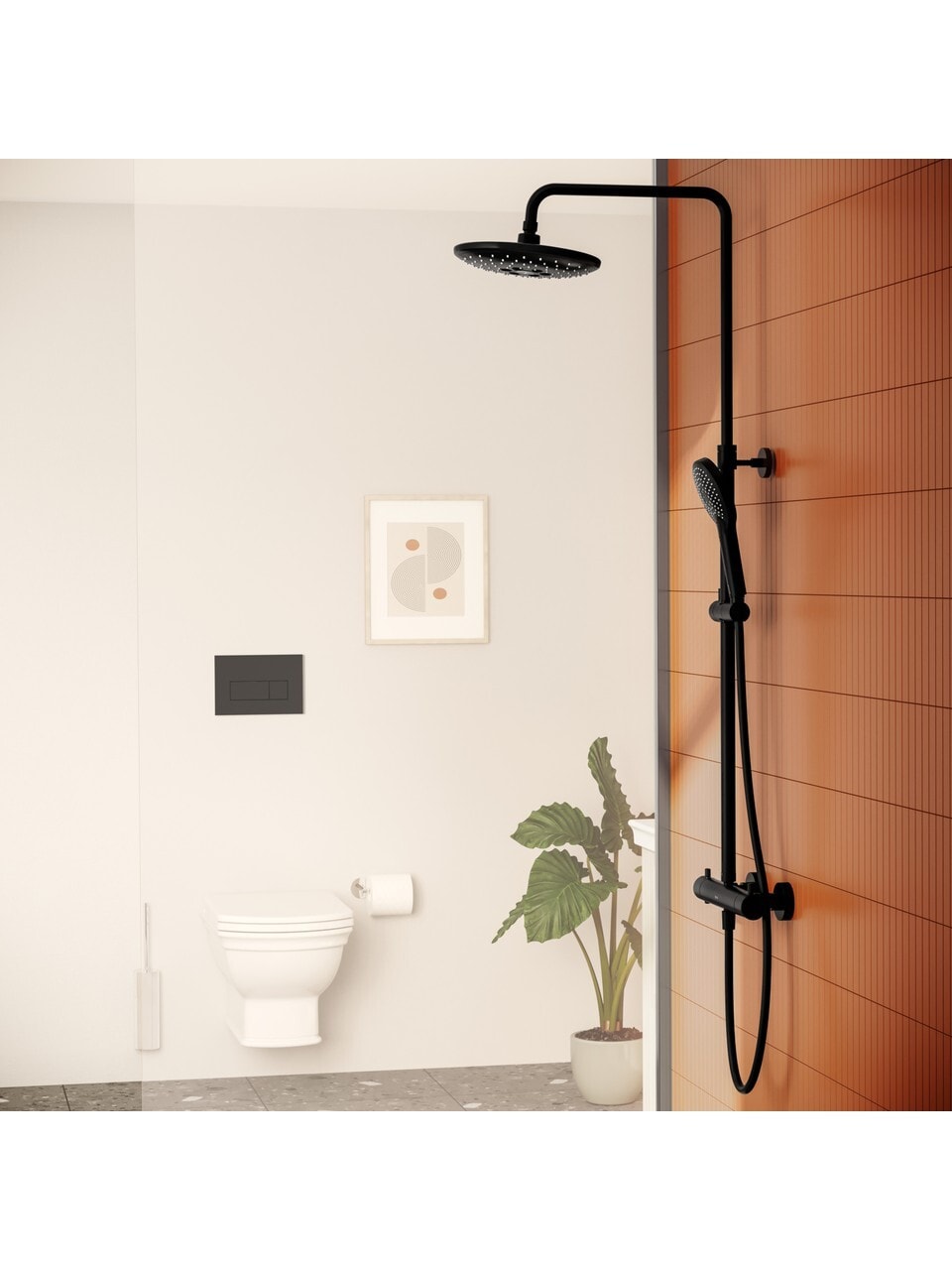 VitrA AquaHeat Bliss 240 A4720536 2F Termostatik Duş Sistemi, Mat Siyah