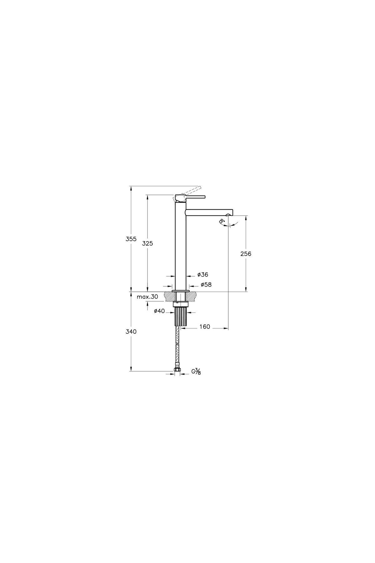 Vitra A42557 Origin Yüksek Lavabo Bataryası Krom