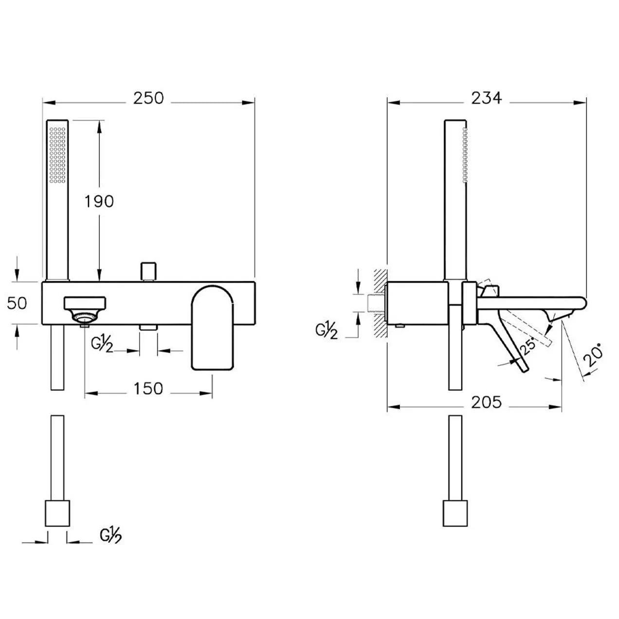 VitrA Memoria A42334 Banyo Bataryası, El Duşlu, Krom
