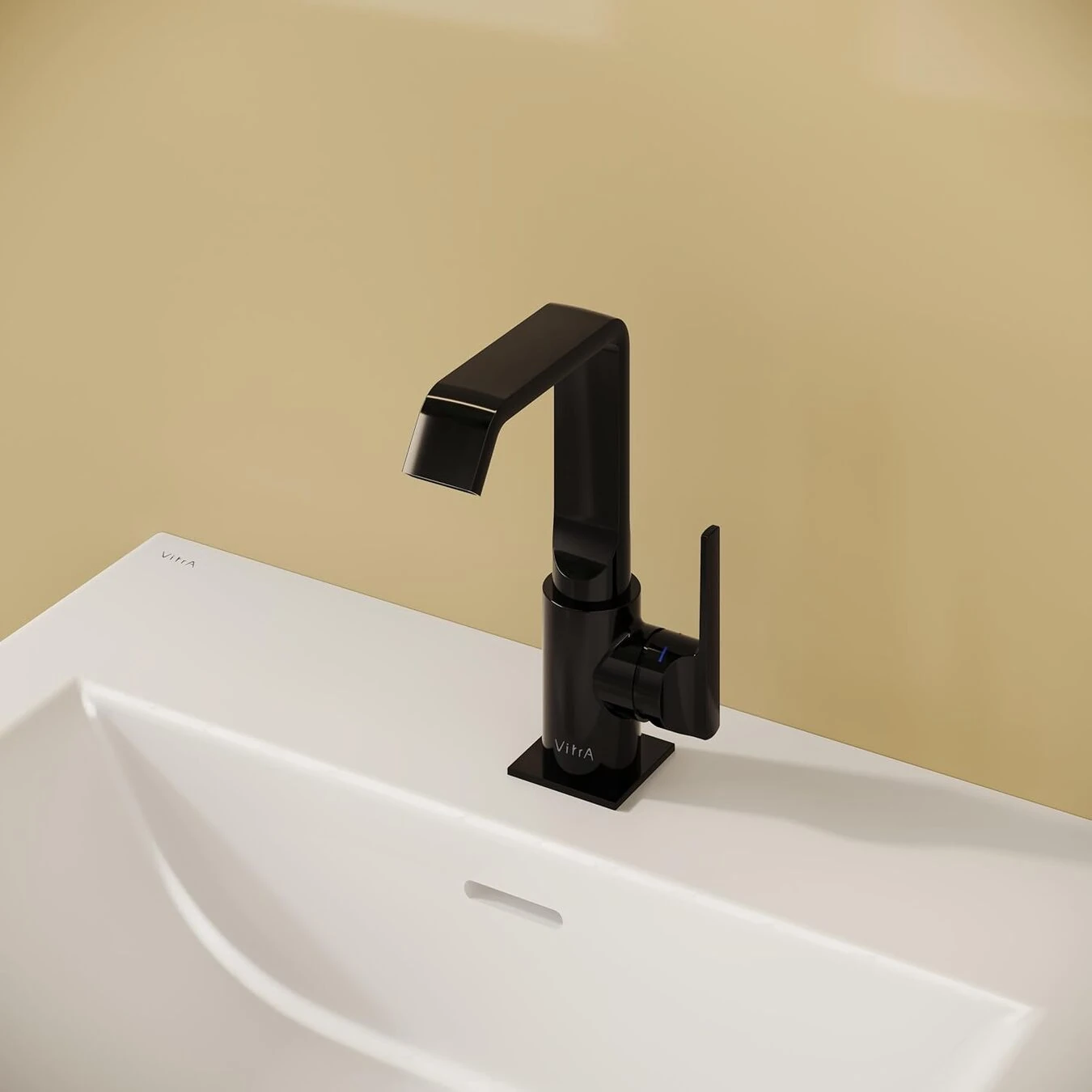 VitrA Suit A4261639 Lavabo Bataryası Yandan, Parlak Siyah