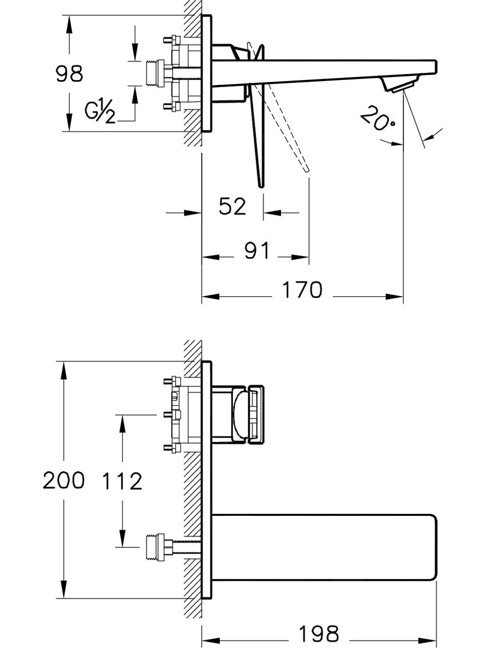 Vitra A42394 Brava Krom Sıva Üstü Ankastre Lavabo Bataryası