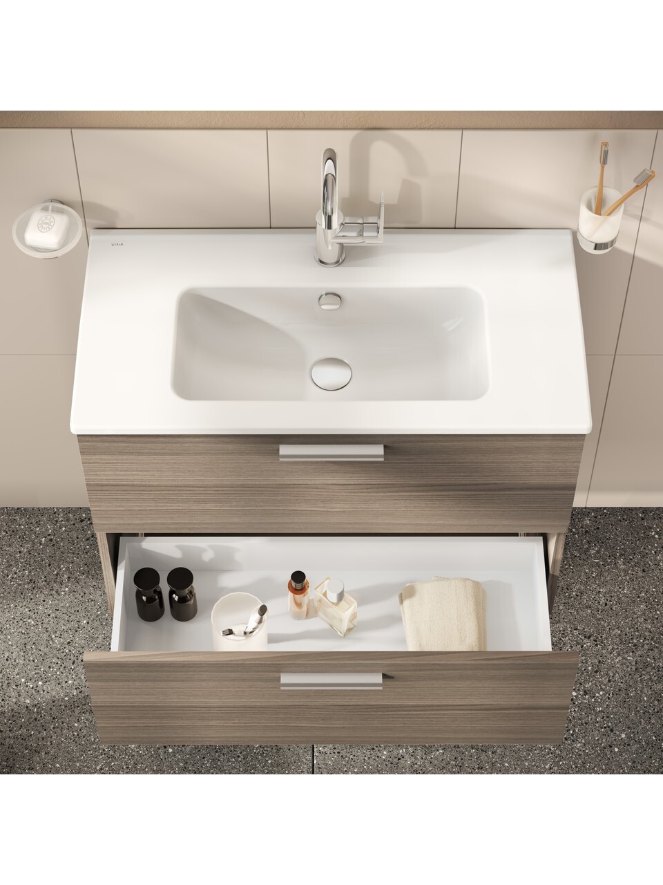 VitrA Mia 75101 Banyo Dolabı Seti, Çekmeceli, 80 cm, Cordoba