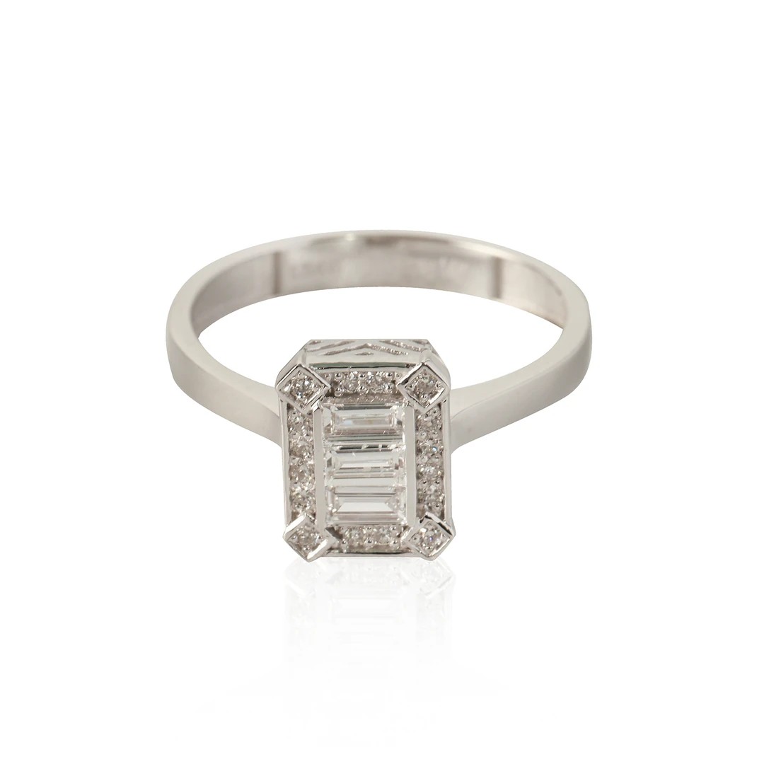 14K Diamond Stone Baguette Ring