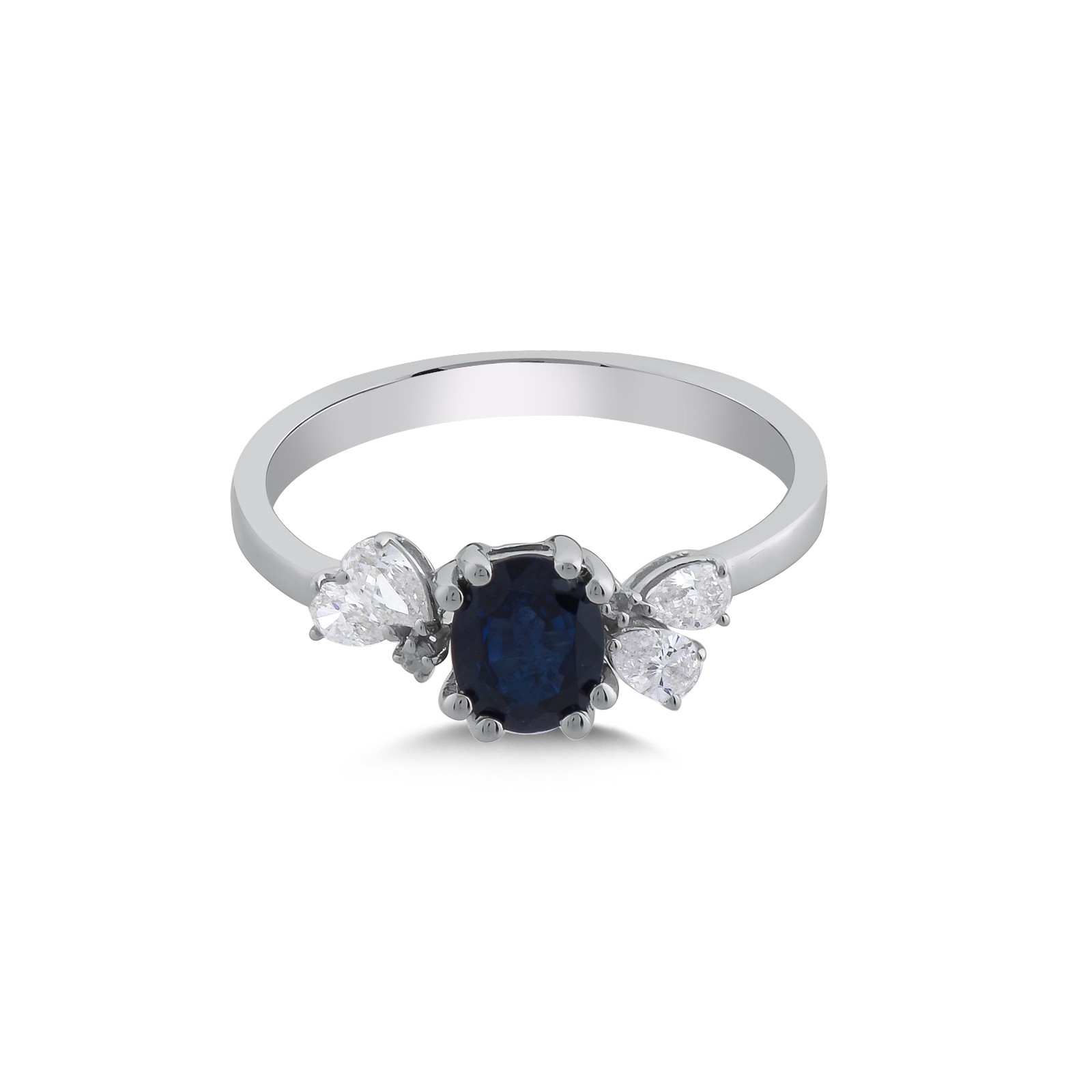 14K Sapphire Stone Diamond Ring