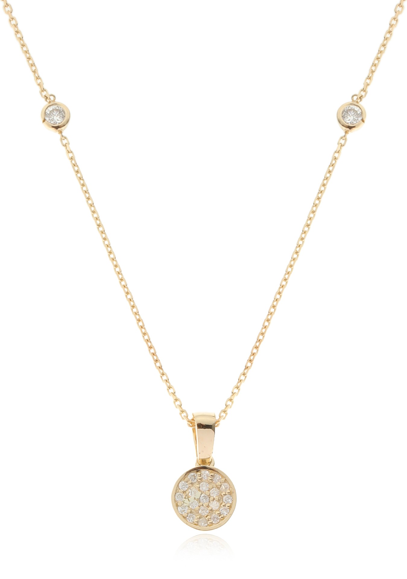 14K Diamond Round Necklace