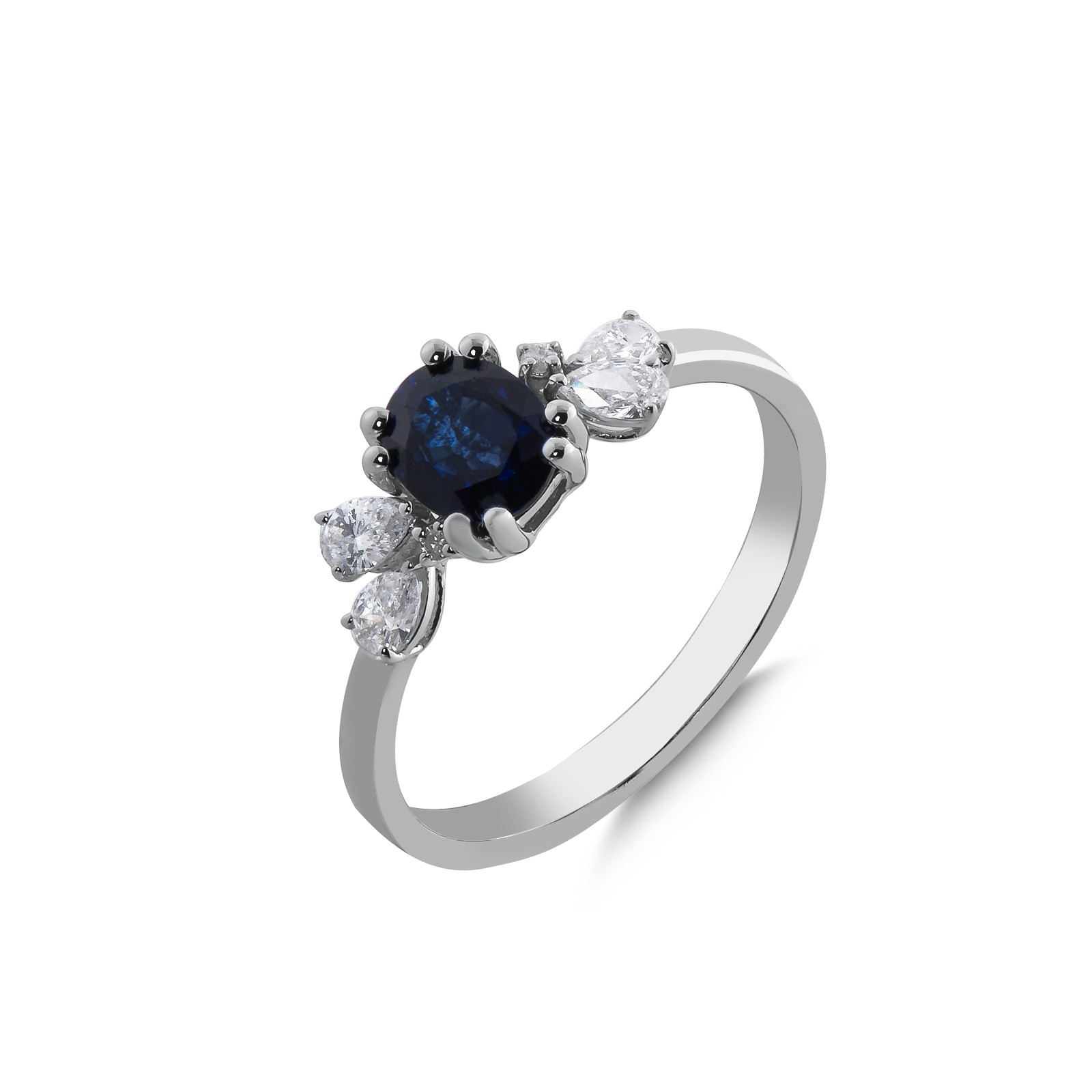 14K Sapphire Stone Diamond Ring