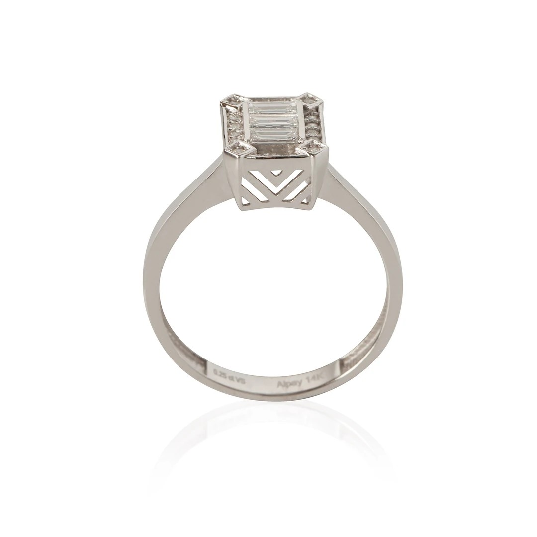 14K Diamond Stone Baguette Ring