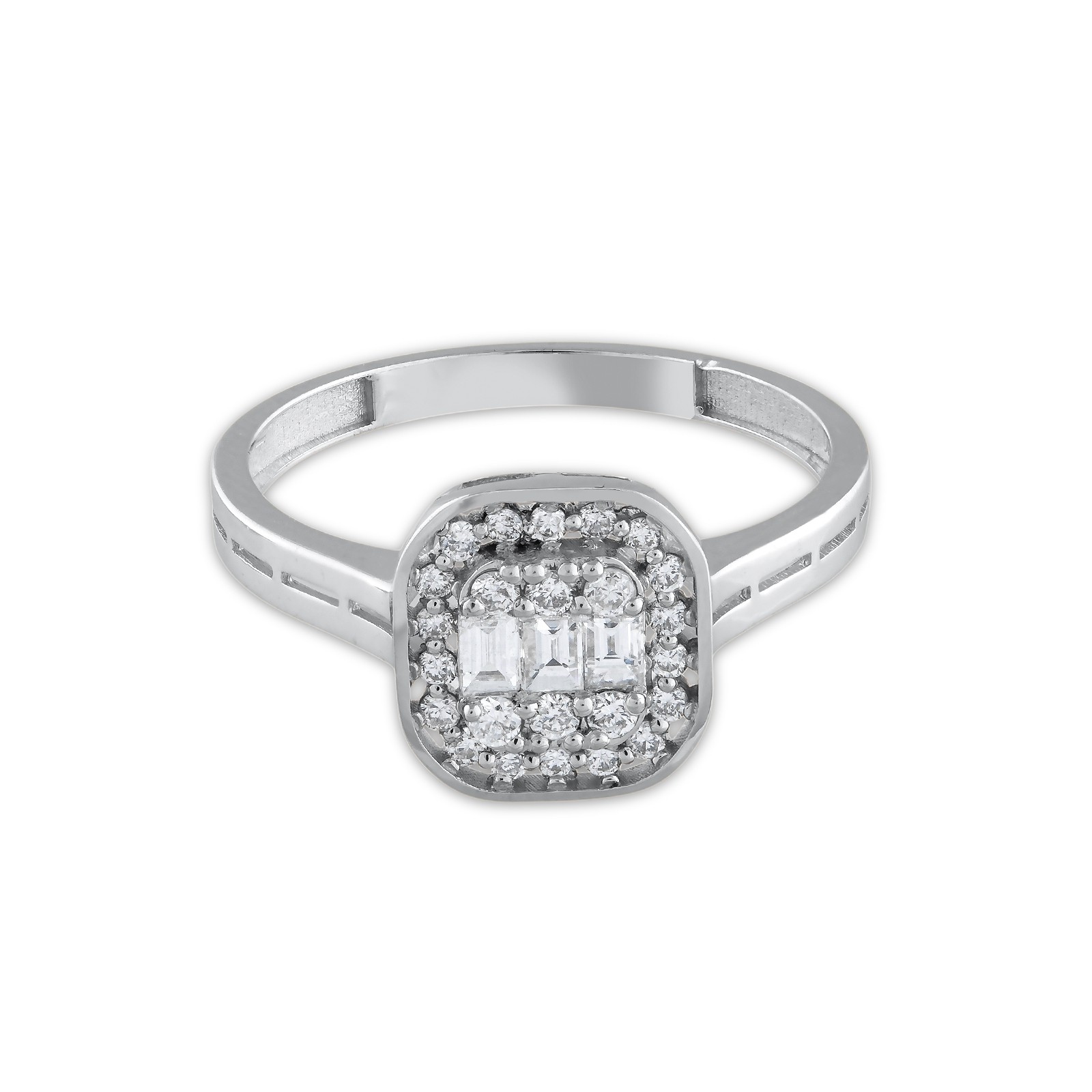 14K Diamond Stone Baguette Ring