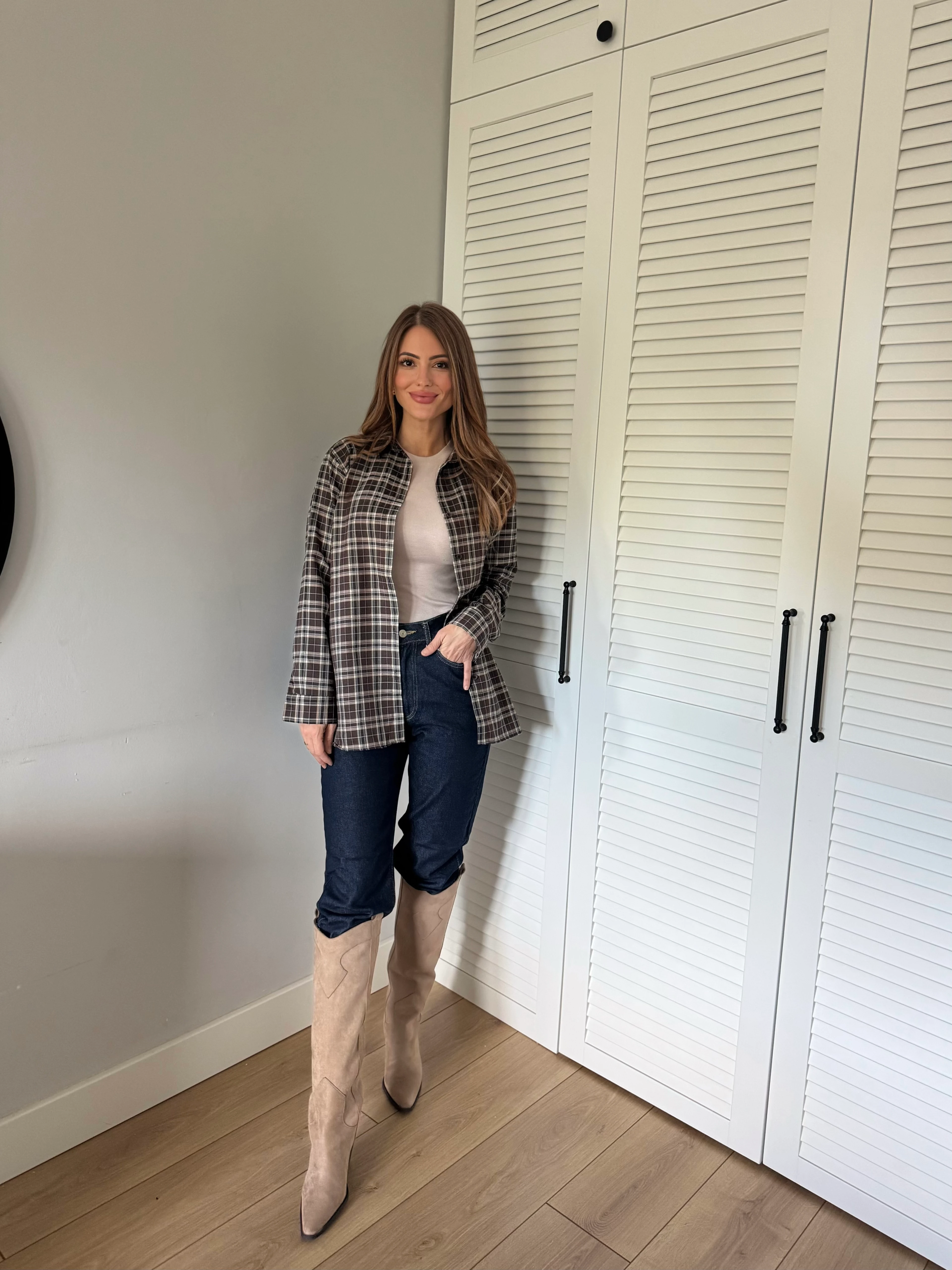 Kareli Oduncu Gömlek - Kahverengi