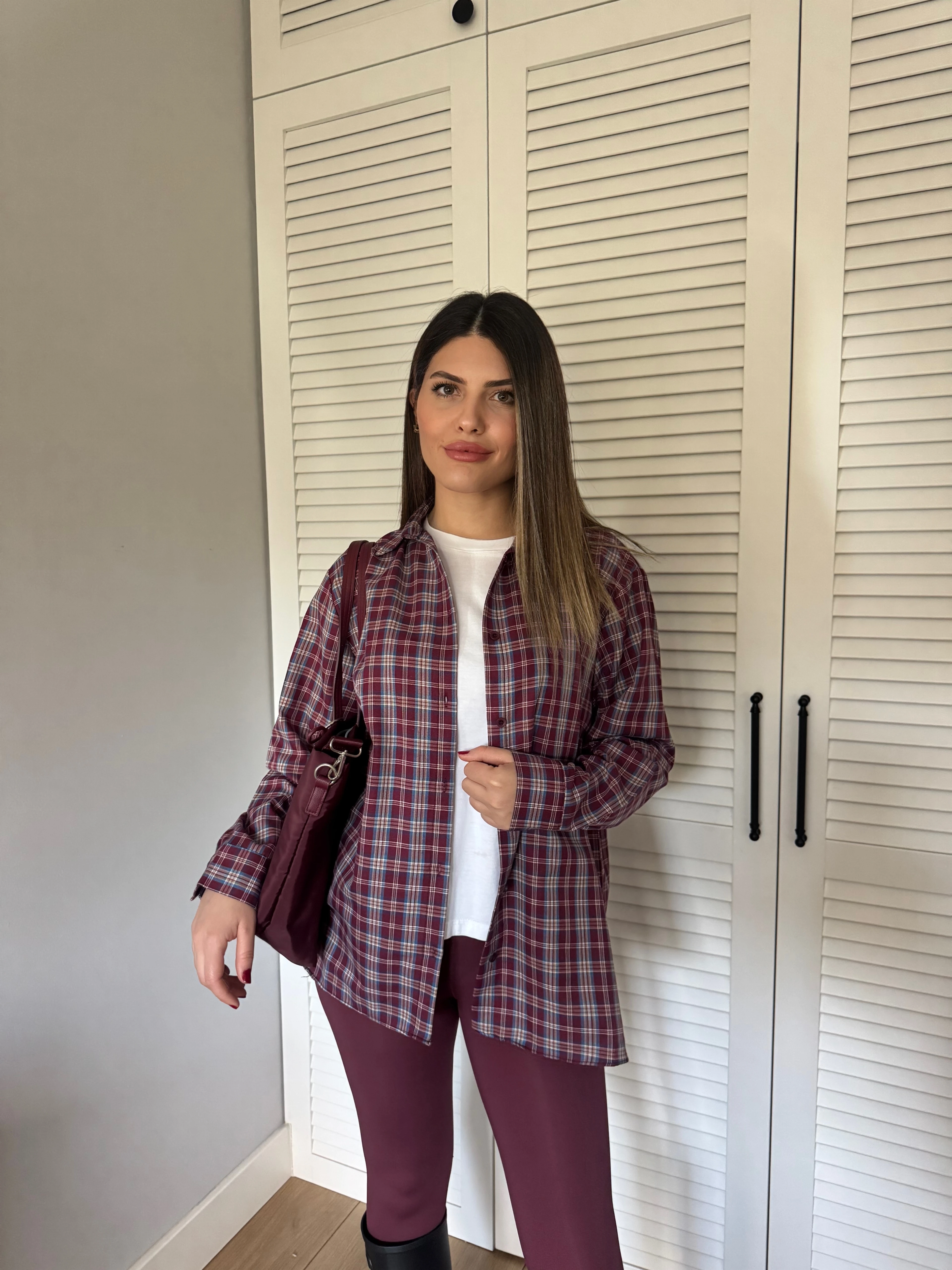 Kareli Oduncu Gömlek - Bordo