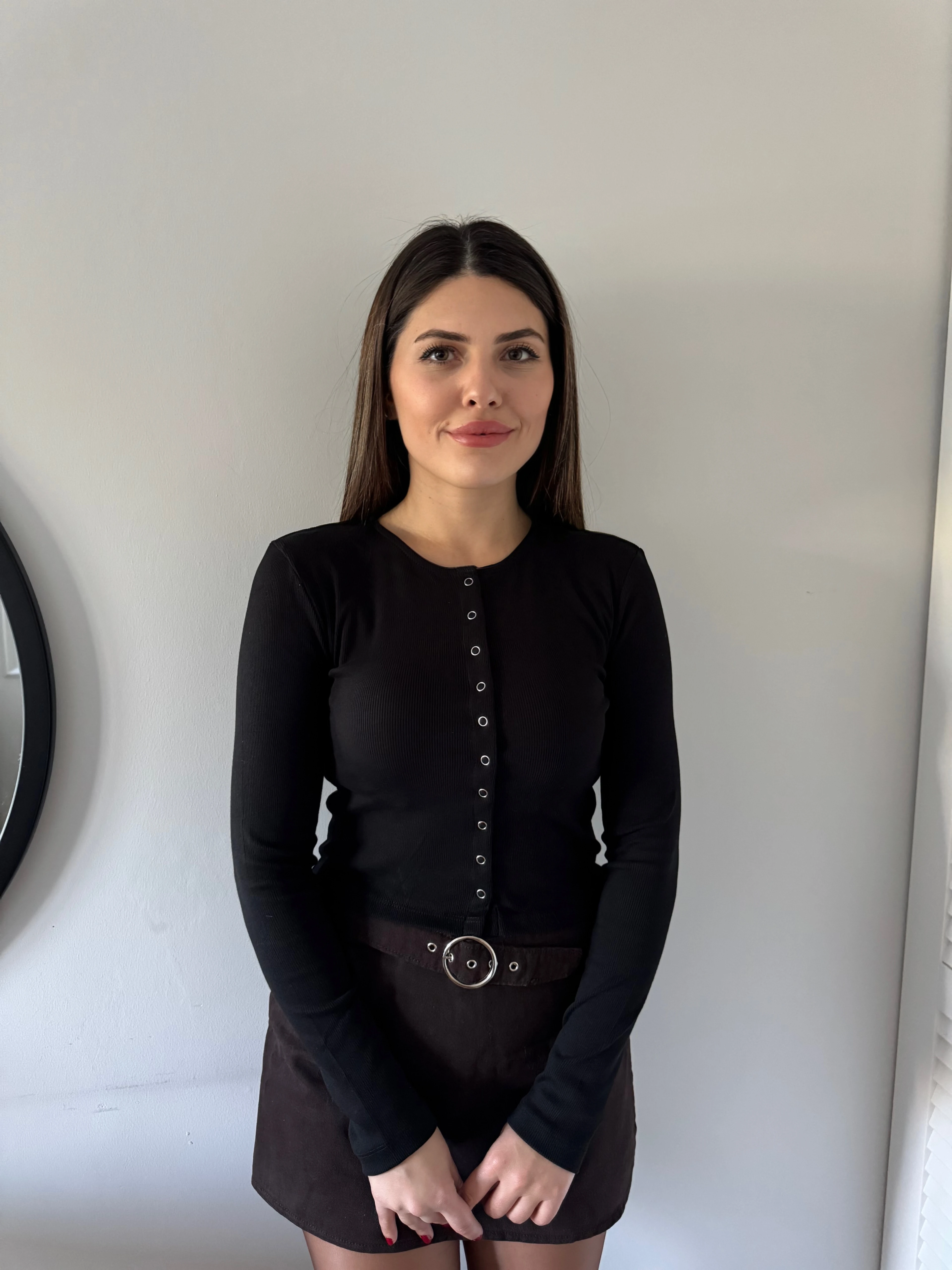 Çıtçıtlı Fitilli Basic Bluz - Siyah