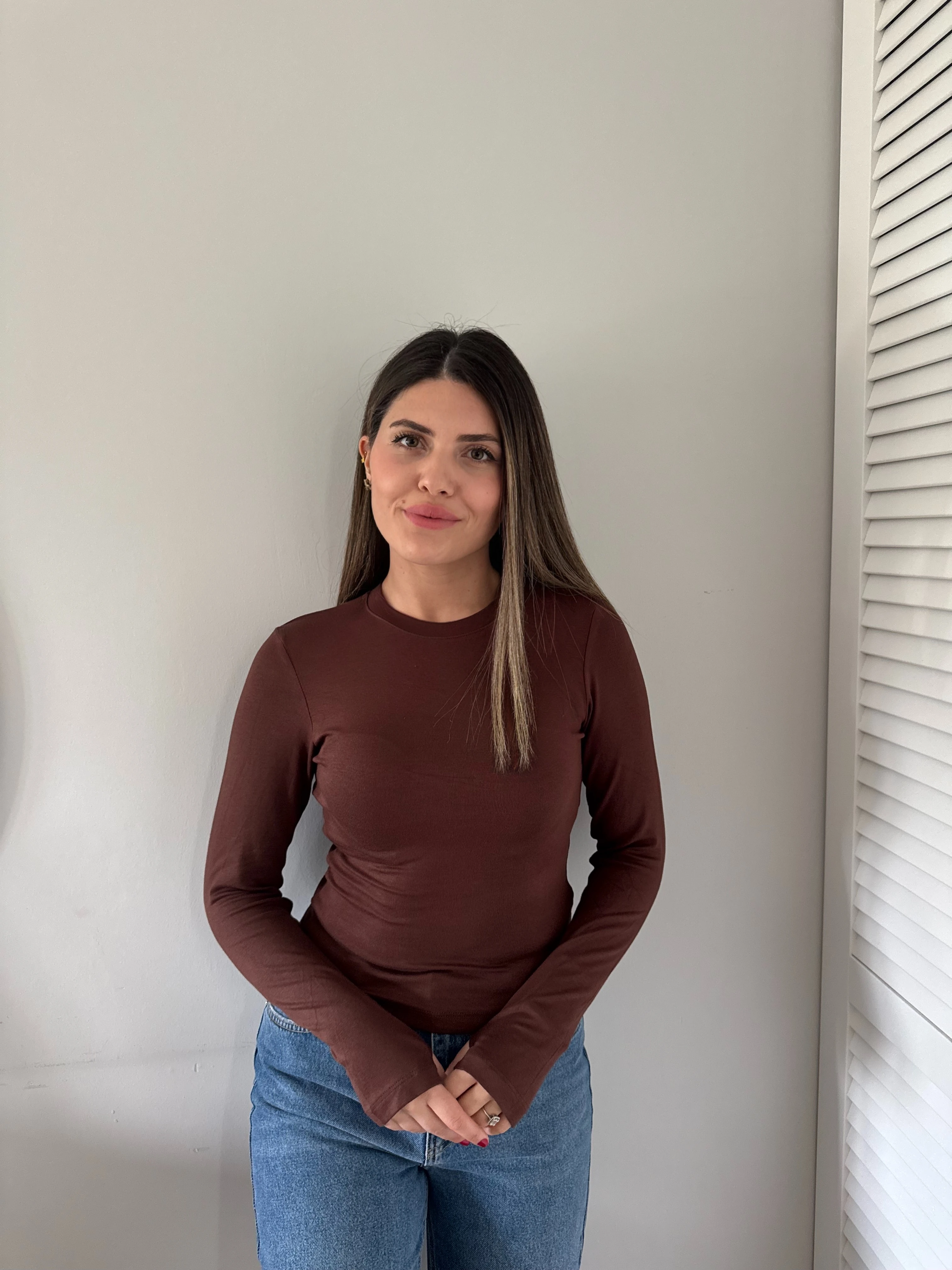 Kaşmir Dokulu Parmak Geçmeli Bluz - Bordo