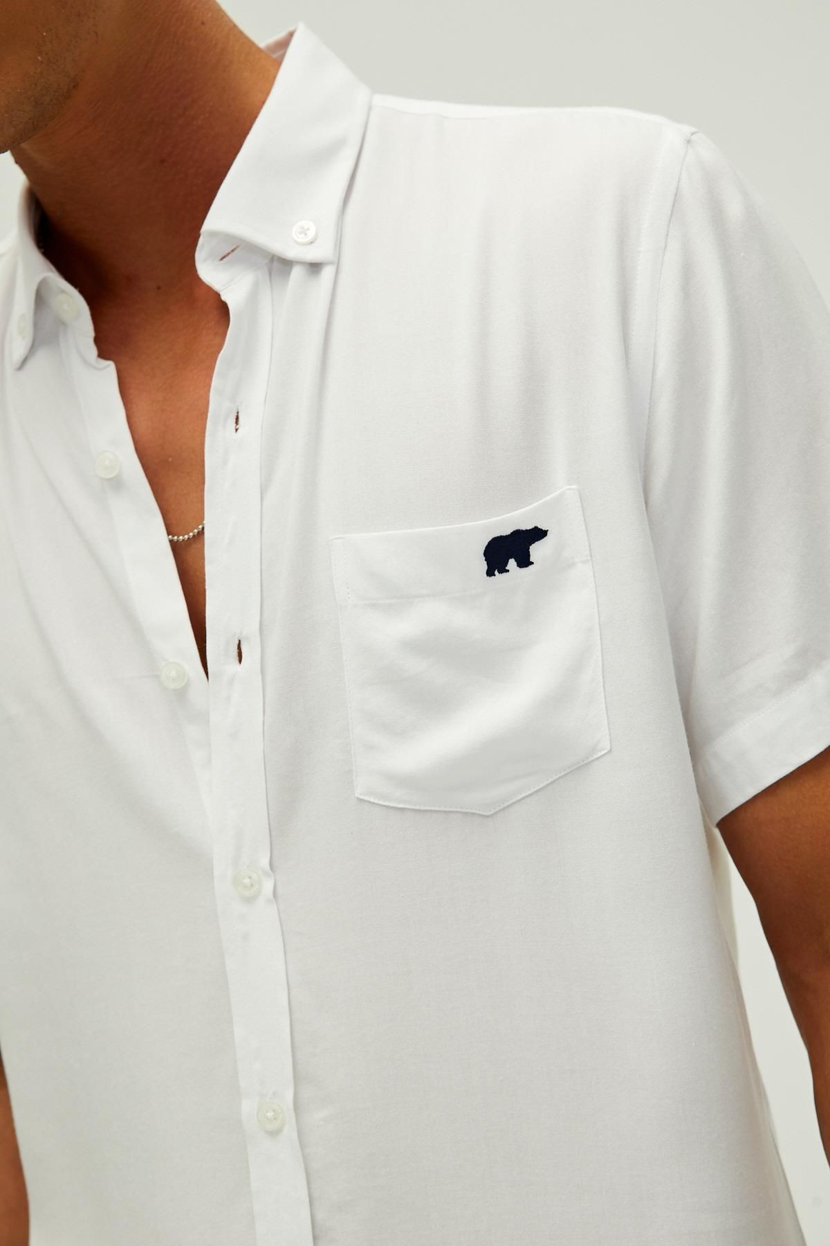 Bad Bear Frank Shirt Off-white Beyaz Kısa Kollu Erkek Gömlek