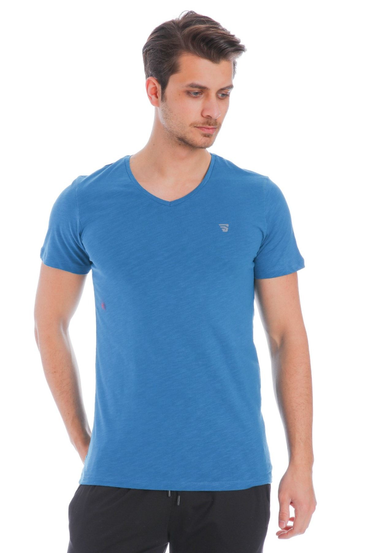 Sportive Flavebasic Erkek Mavi Günlük Stil T-Shirt 710387-PTR