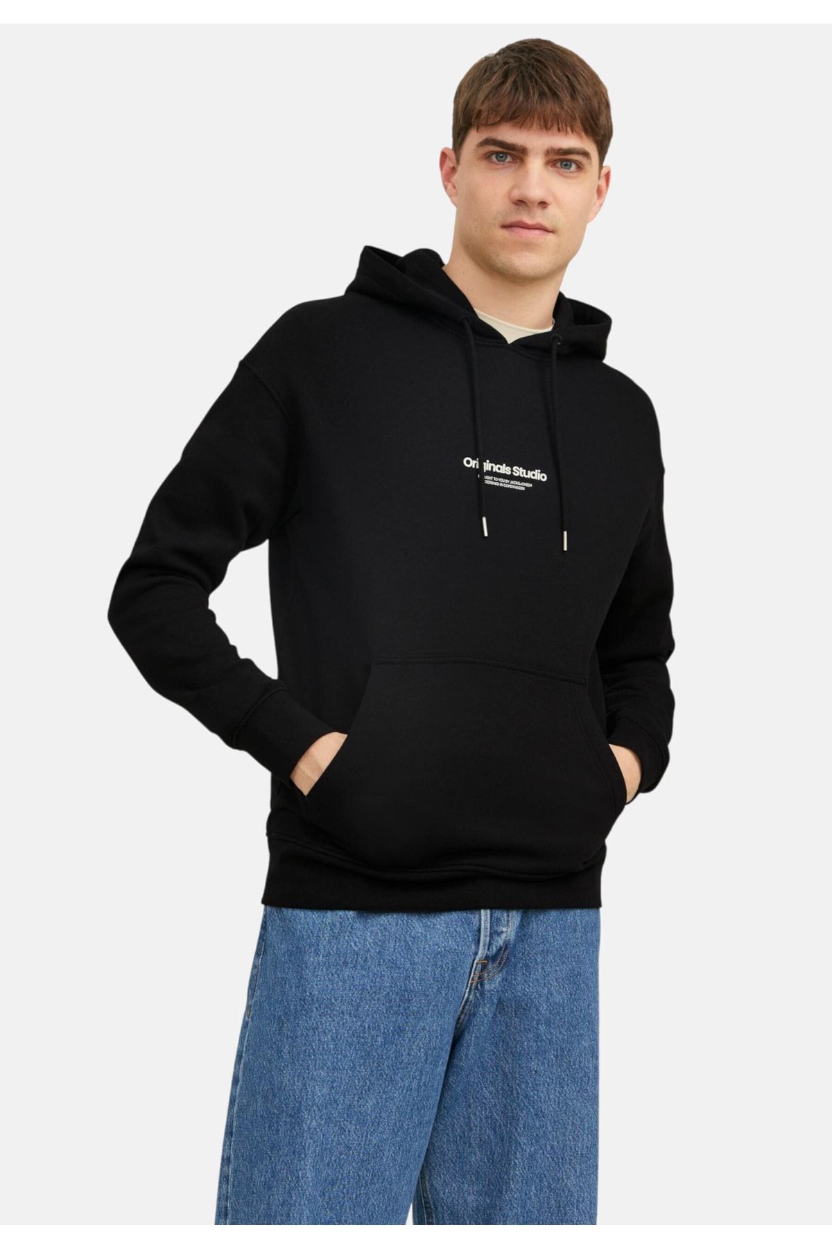 Jack & Jones Erkek Kapüşonlu Önden Cepli Sweatshirt 12241687