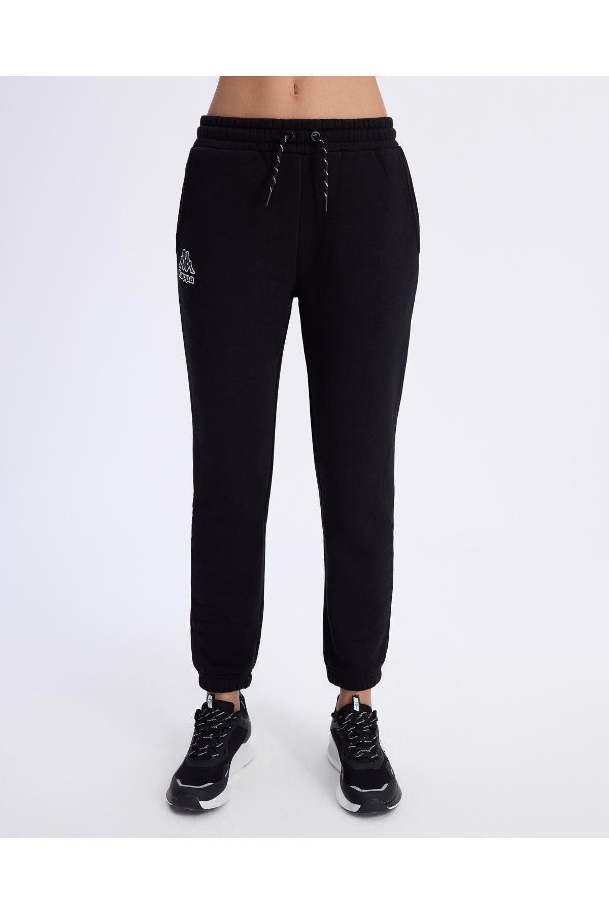 Kappa Logo Fres Tur Kadın Siyah Oversize Fit Eşofman Altı