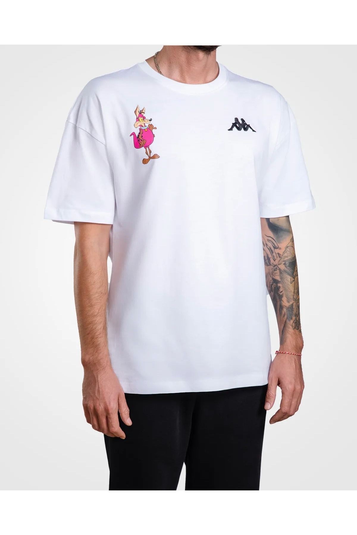Kappa Authentic Dianis Warner Bros Unisex Siyah Beyaz Comfort Fit Tişört 