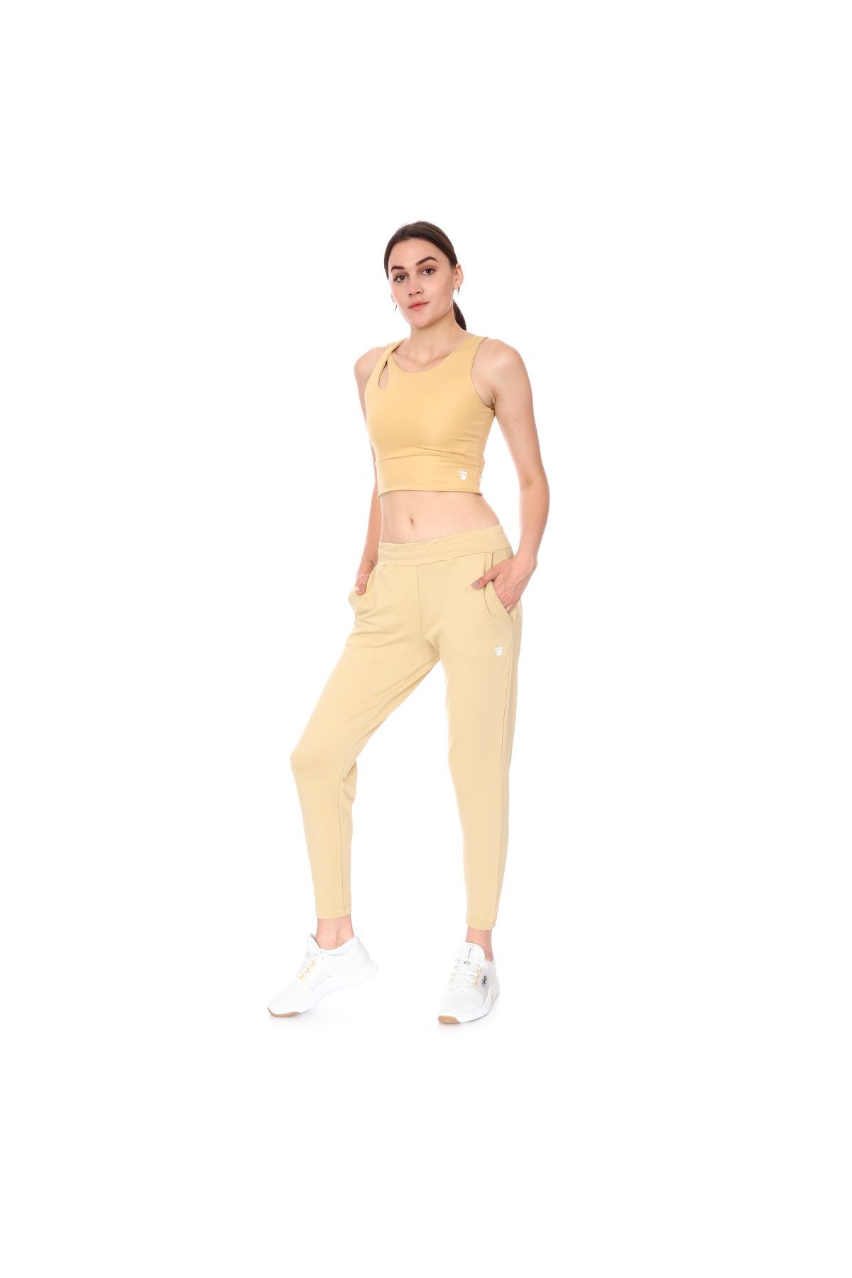 Sportive Wide Sweat Kadın Bej Günlük Stil Eşofman Altı 712108-BEJ