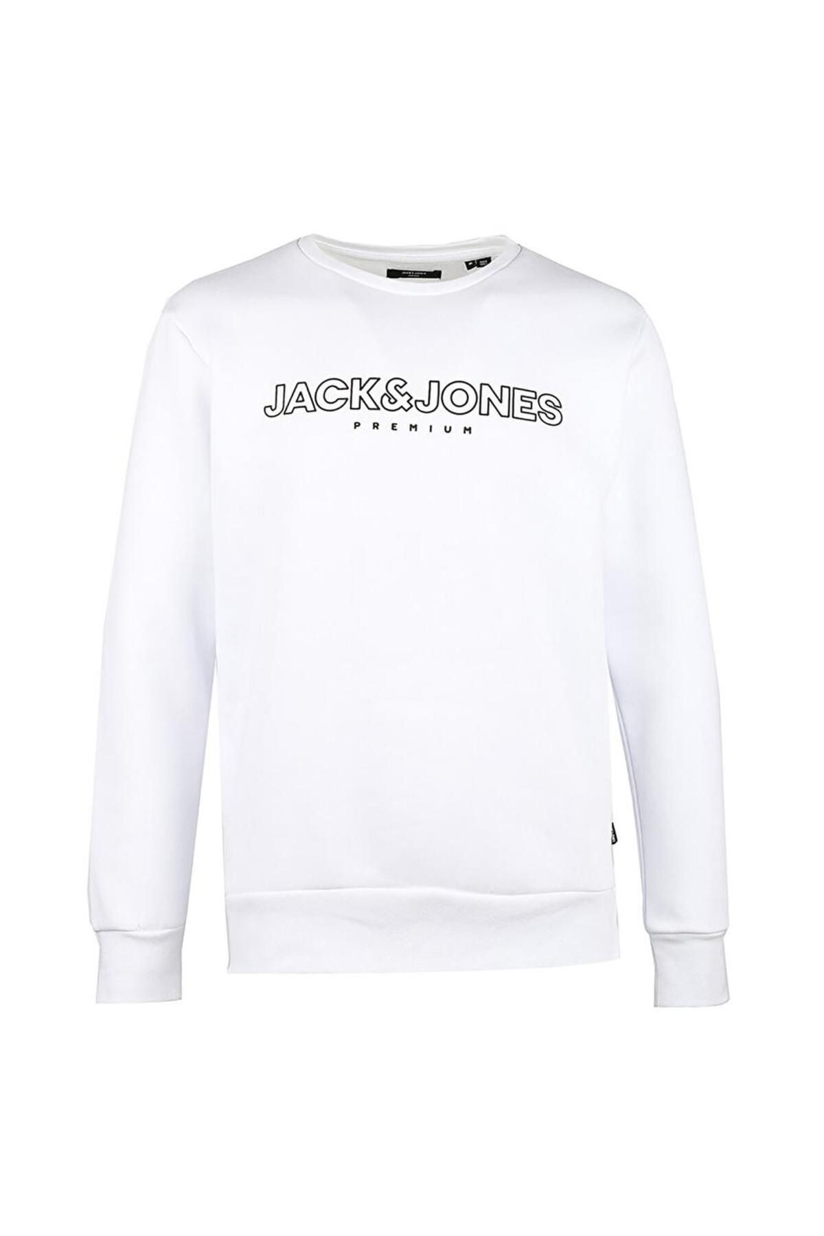 Jack & Jones Blajason Erkek Beyaz Bisiklet Yaka Sweatshirt