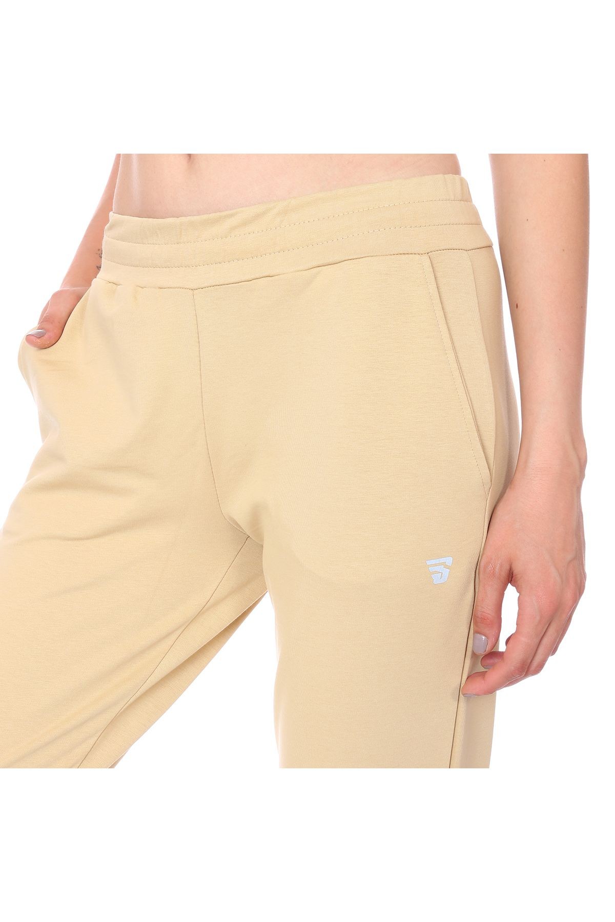Sportive Wide Sweat Kadın Bej Günlük Stil Eşofman Altı 712108-BEJ
