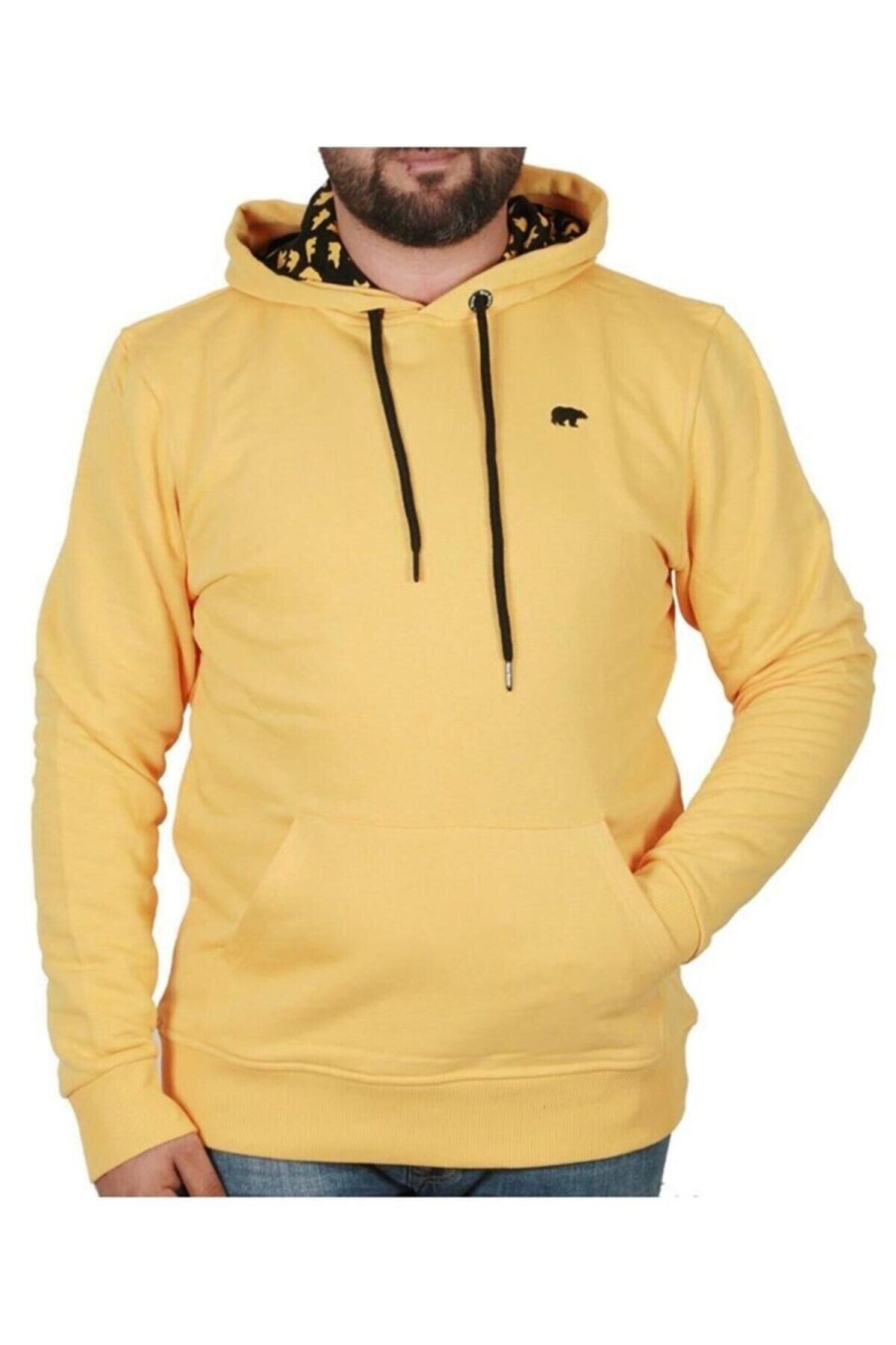 Bad Bear Bad Neck Erkek Sarı Kapüşonlu Sweatshirt