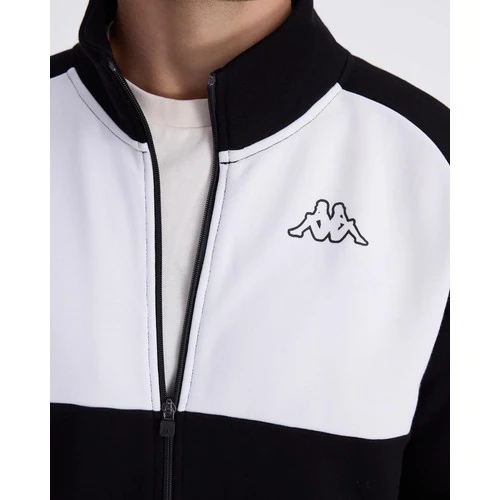 Kappa Fadese Erkek Siyah Beyaz Regular Fit Fermuarlı Eşofman Üstü