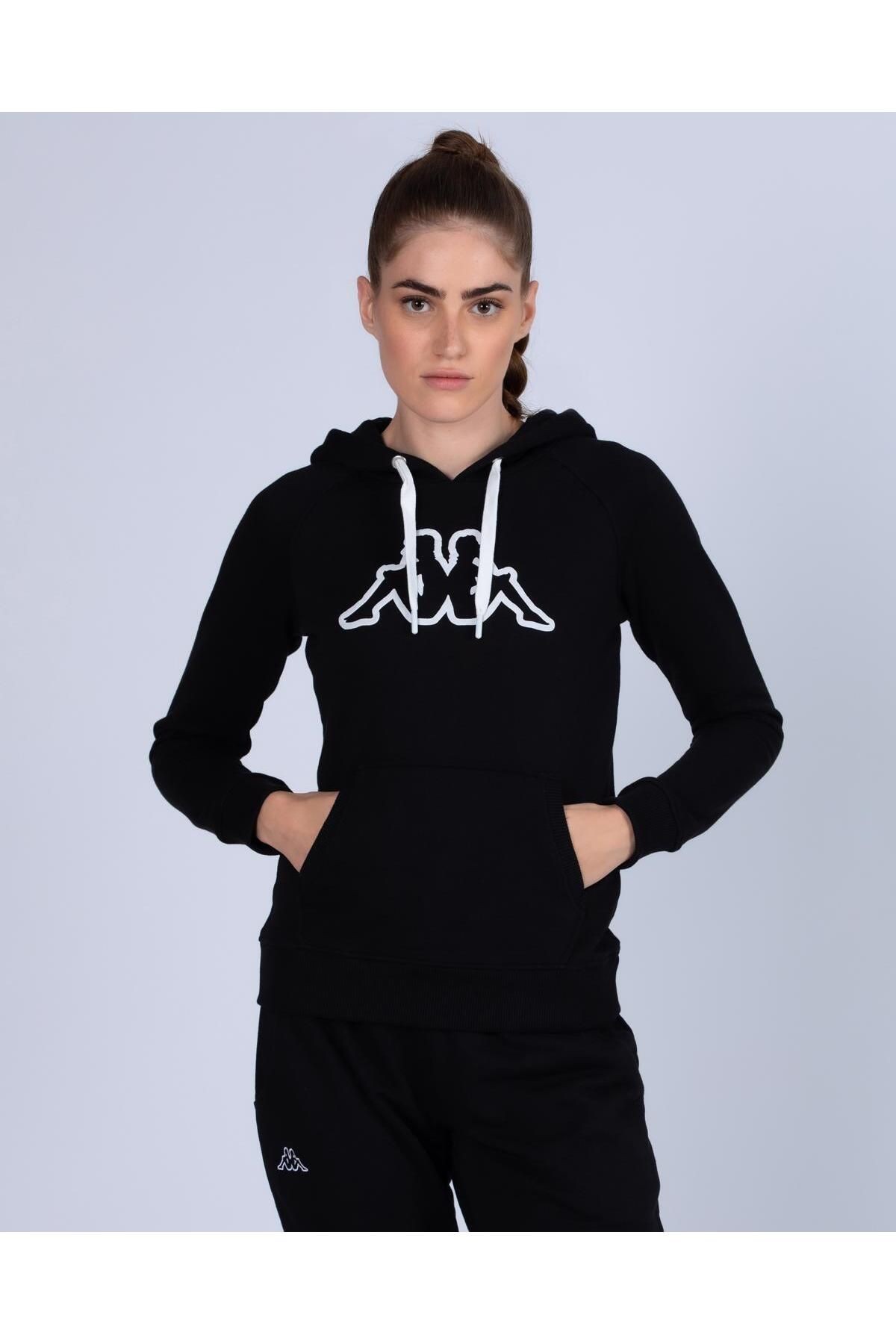 Kappa Logo Belle Slim Kadın Siyah Eşofman Üst