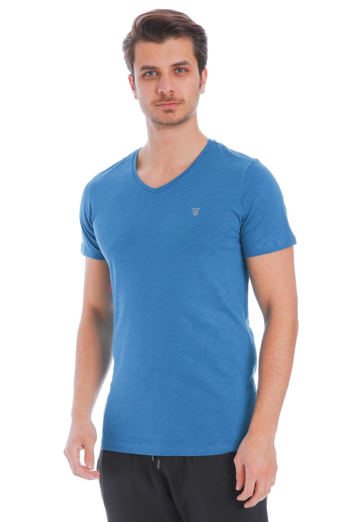 Sportive Flavebasic Erkek Mavi Günlük Stil T-Shirt 710387-PTR