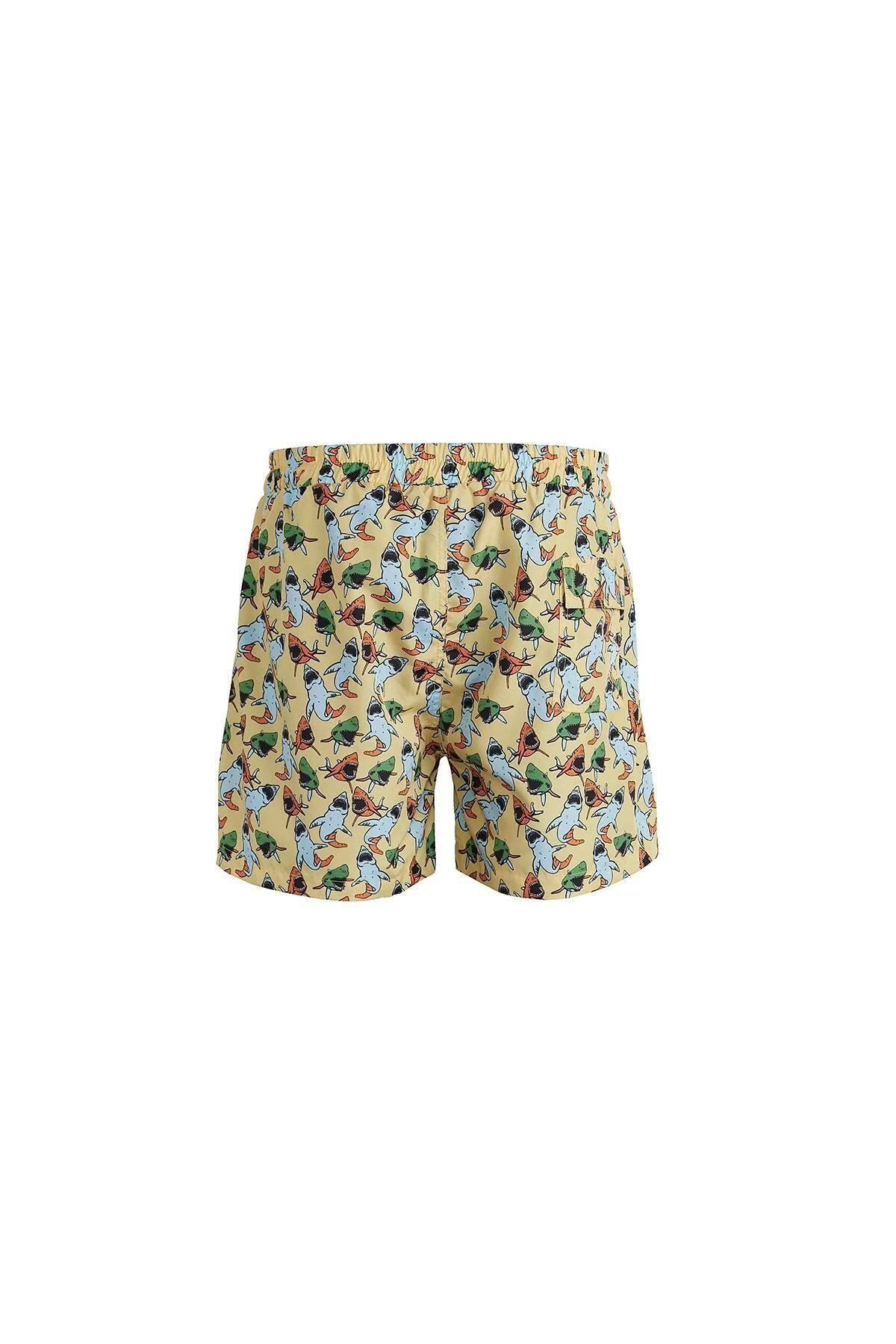 Bad Bear Cepli Köpek Balığı Baskılı Desenli Sarı Erkek Şort Mayo