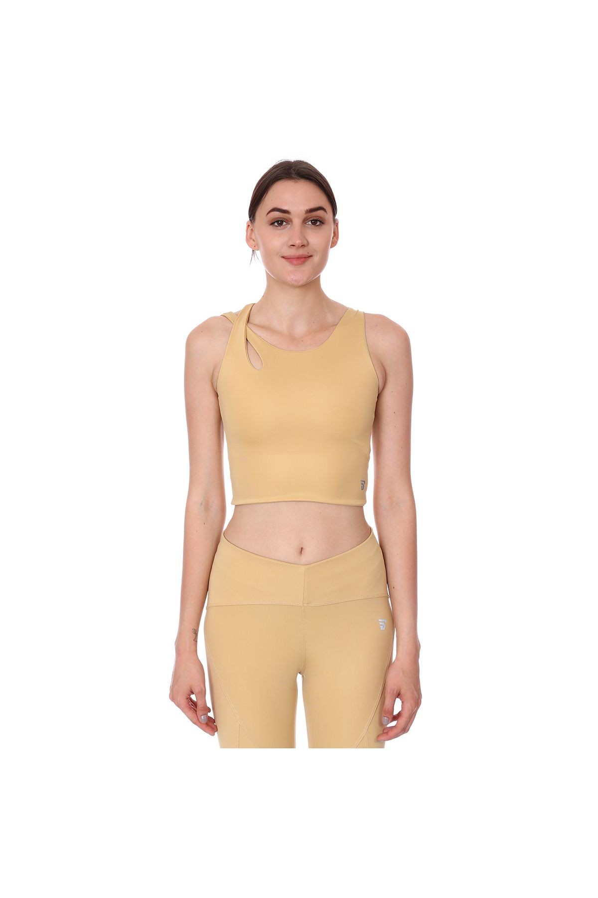 Sportive Spo-Assymetric Crop Kadın Bej Günlük Stil Sporcu Sütyeni 712102-BEJ