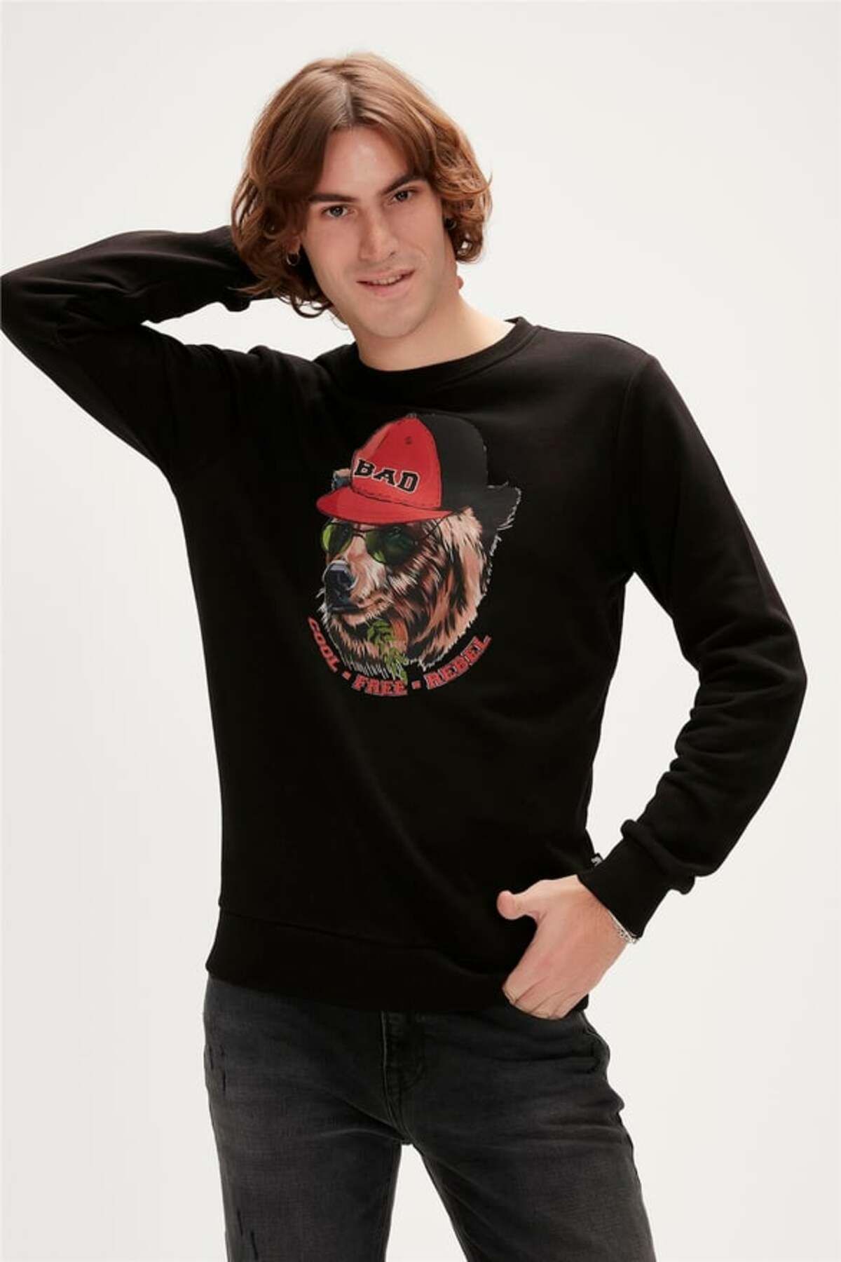 Bad Bear 23.02.12.019 Bad Bear Rabel Crewneck Erkek Sweat NIGHT