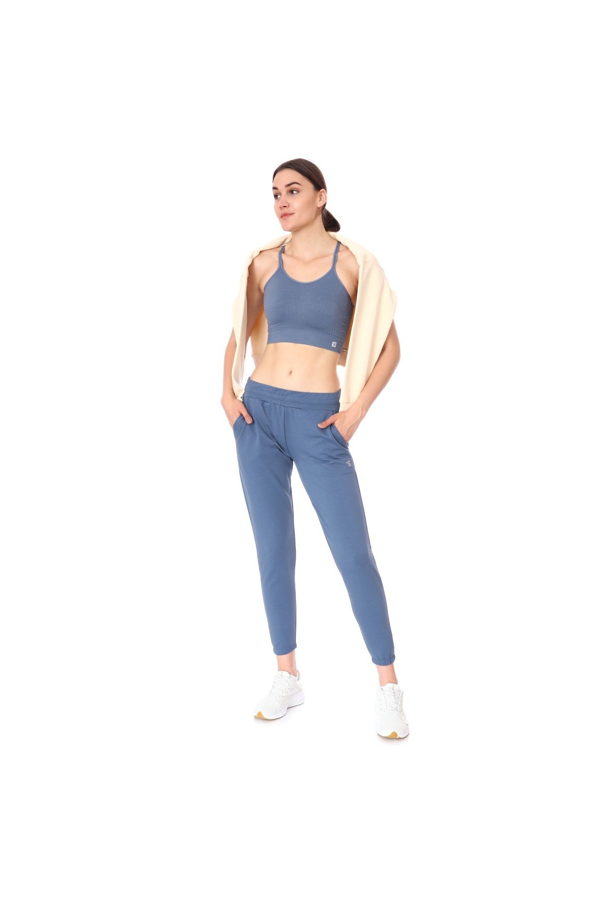 Sportive Wide Sweat Kadın Lacivert Günlük Stil Eşofman Altı 712108-LCV