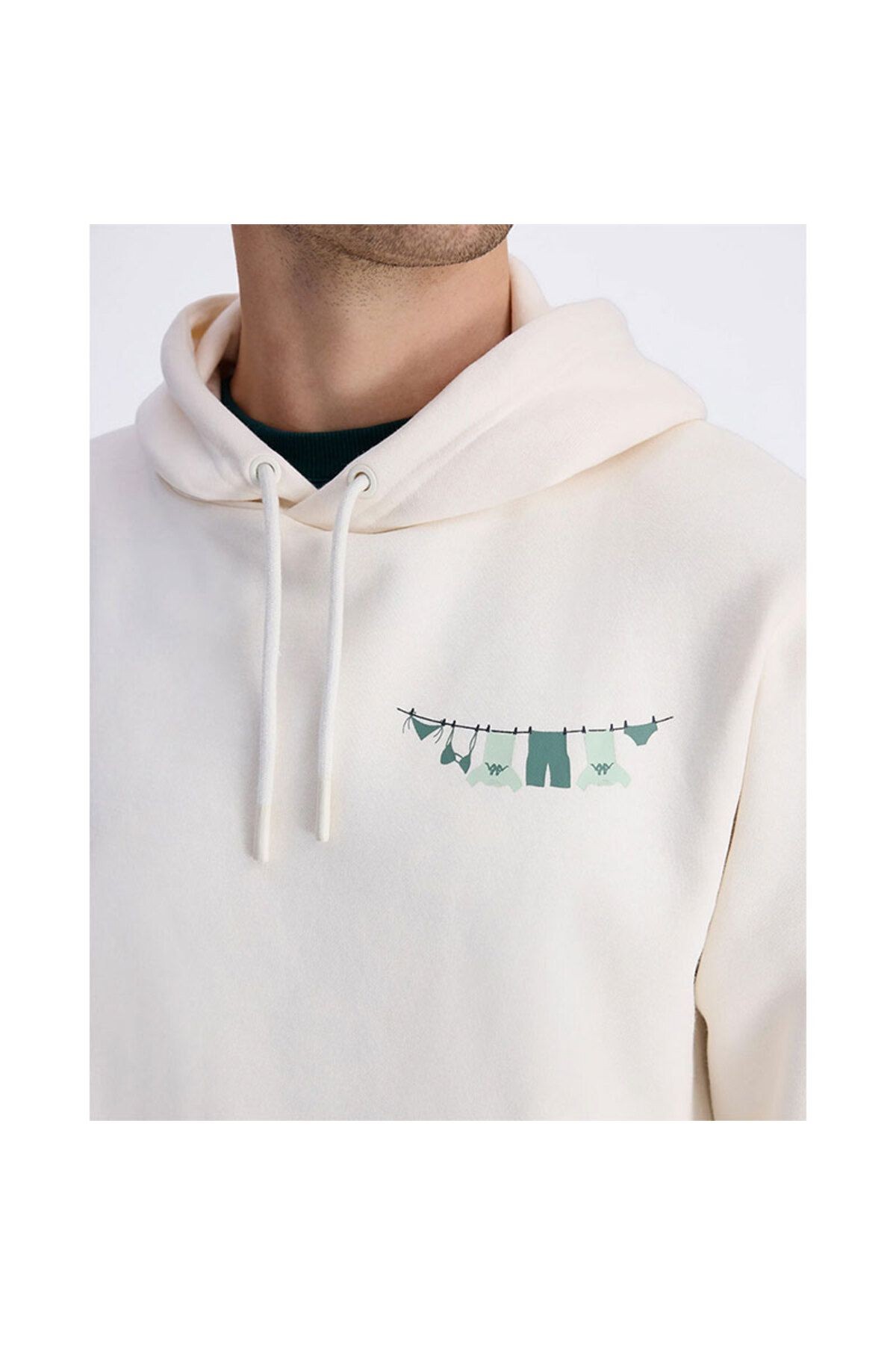Kappa Authentic Graphik Phelps Erkek Beyaz Regular Fit Hoodie