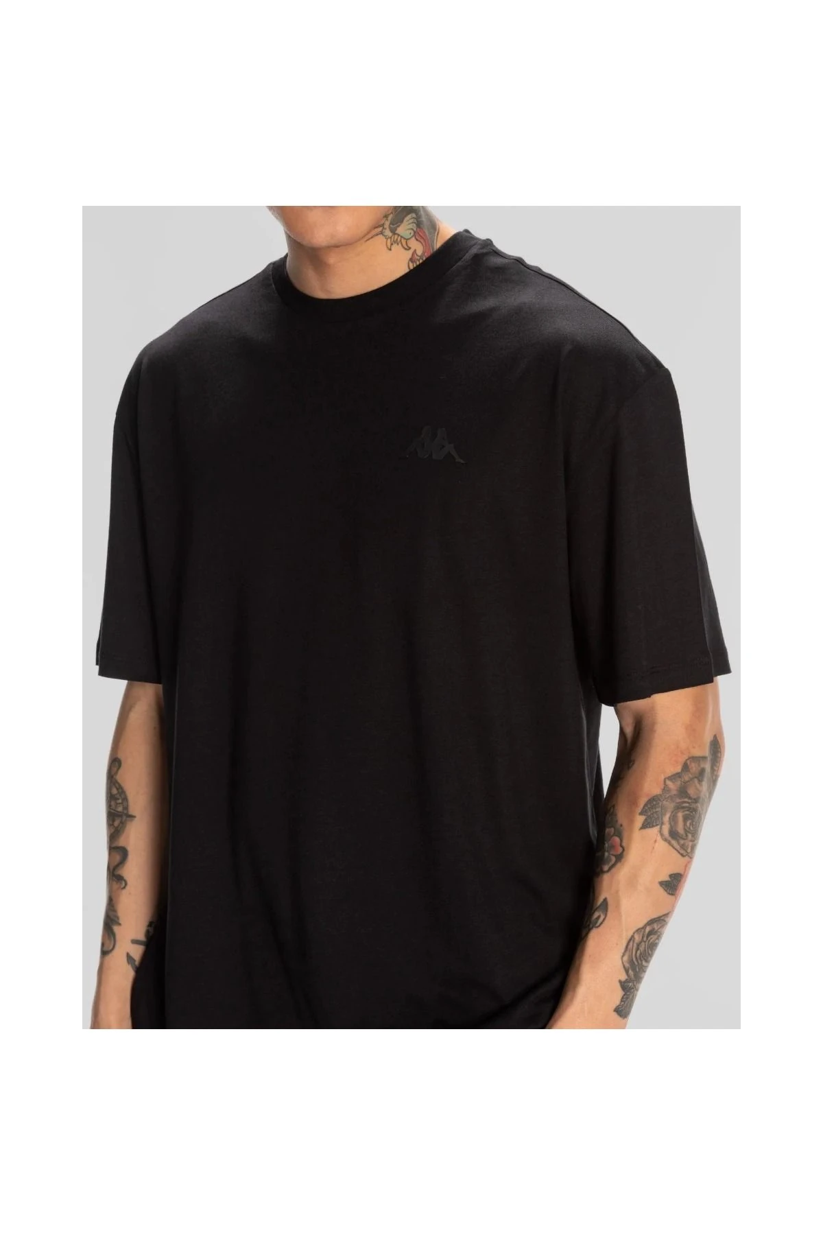 Kappa Logo Adam Erkek Siyah Yuvarlak Yaka Tişört