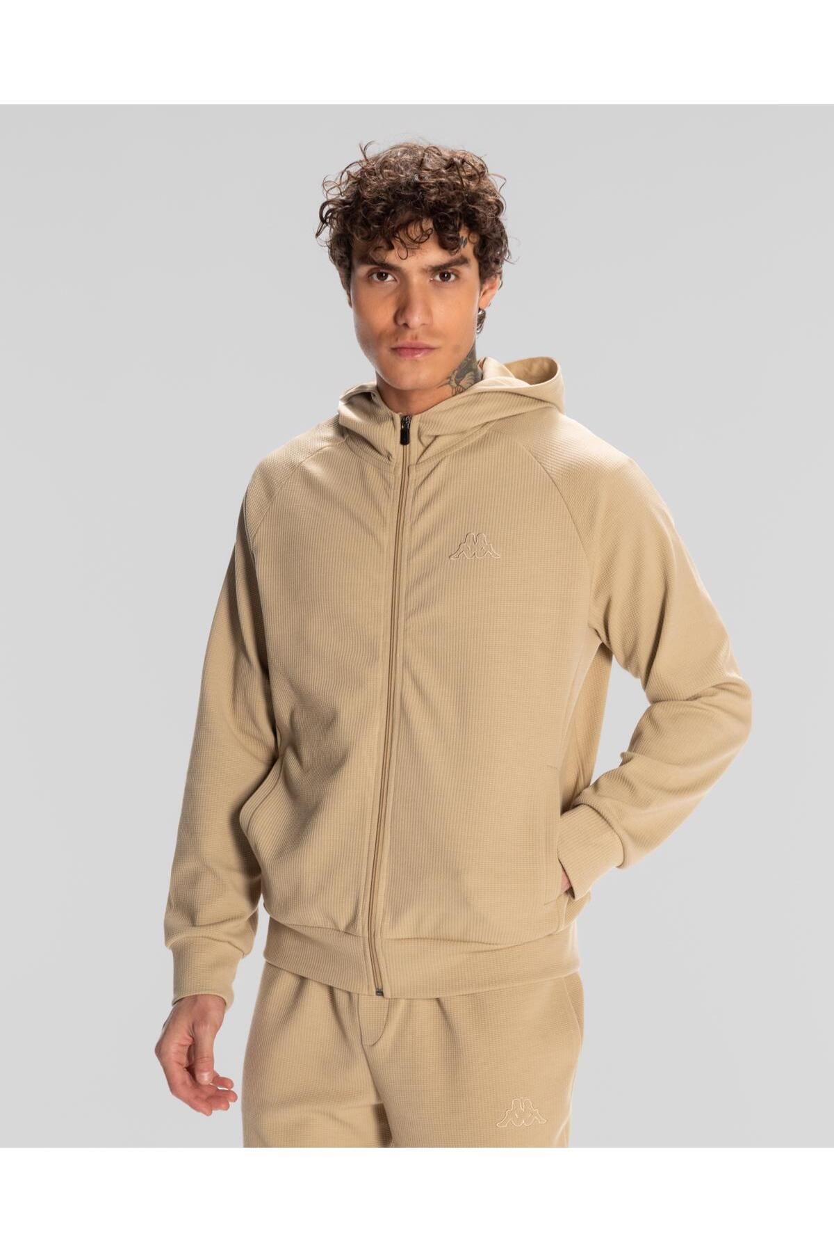 Kappa Tolgana Full Zip Erkek Bej Regular Fit Fermuarlı Eşofman Üstü