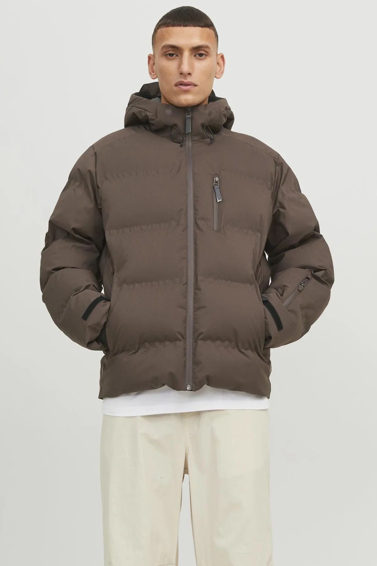 Jack & Jones Kapüşonlu Cep Detaylı Puffer Mont - Sweep
